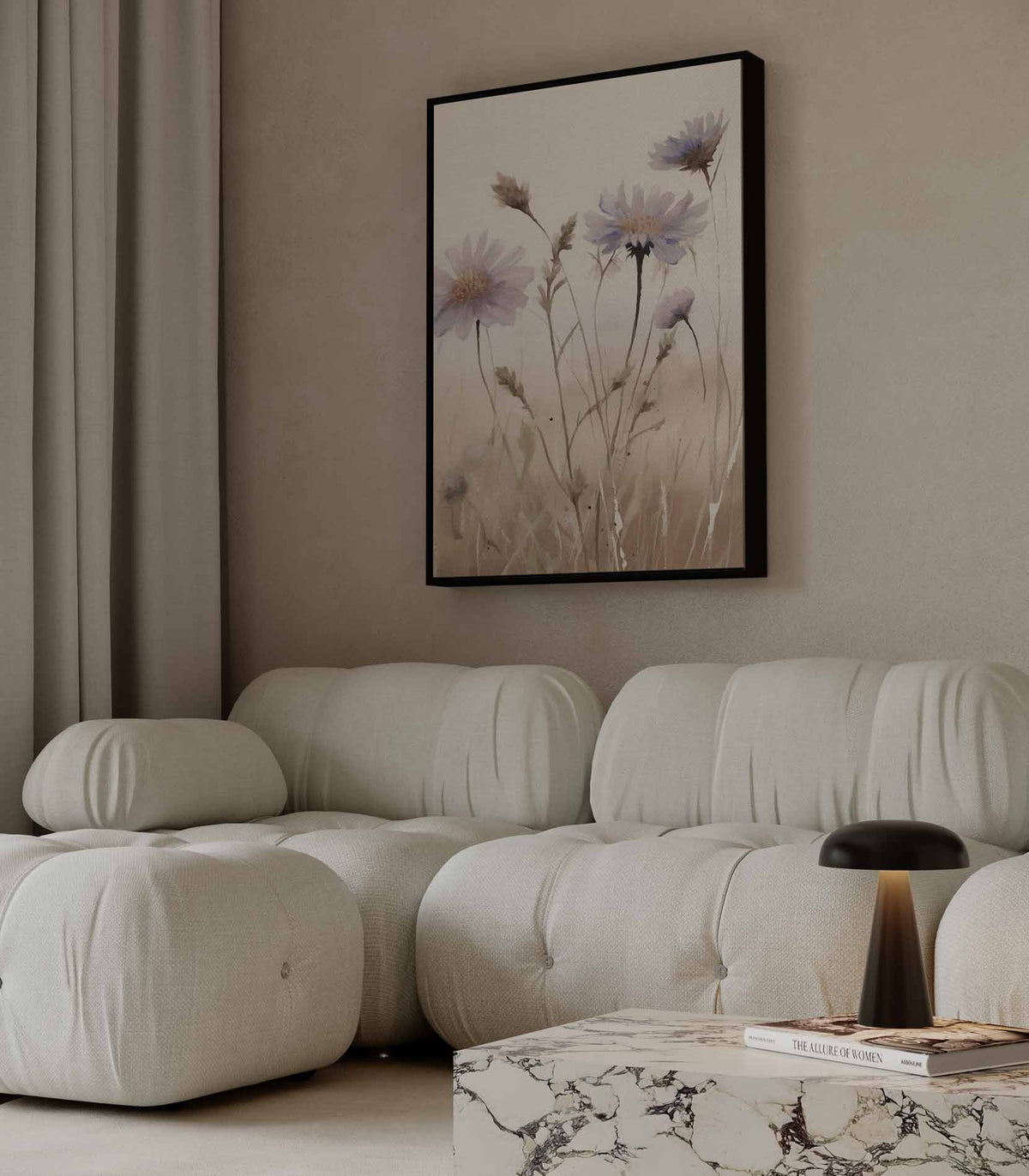 Zachte Bloemendroom – plexiglas wanddecoratie in portret formaat