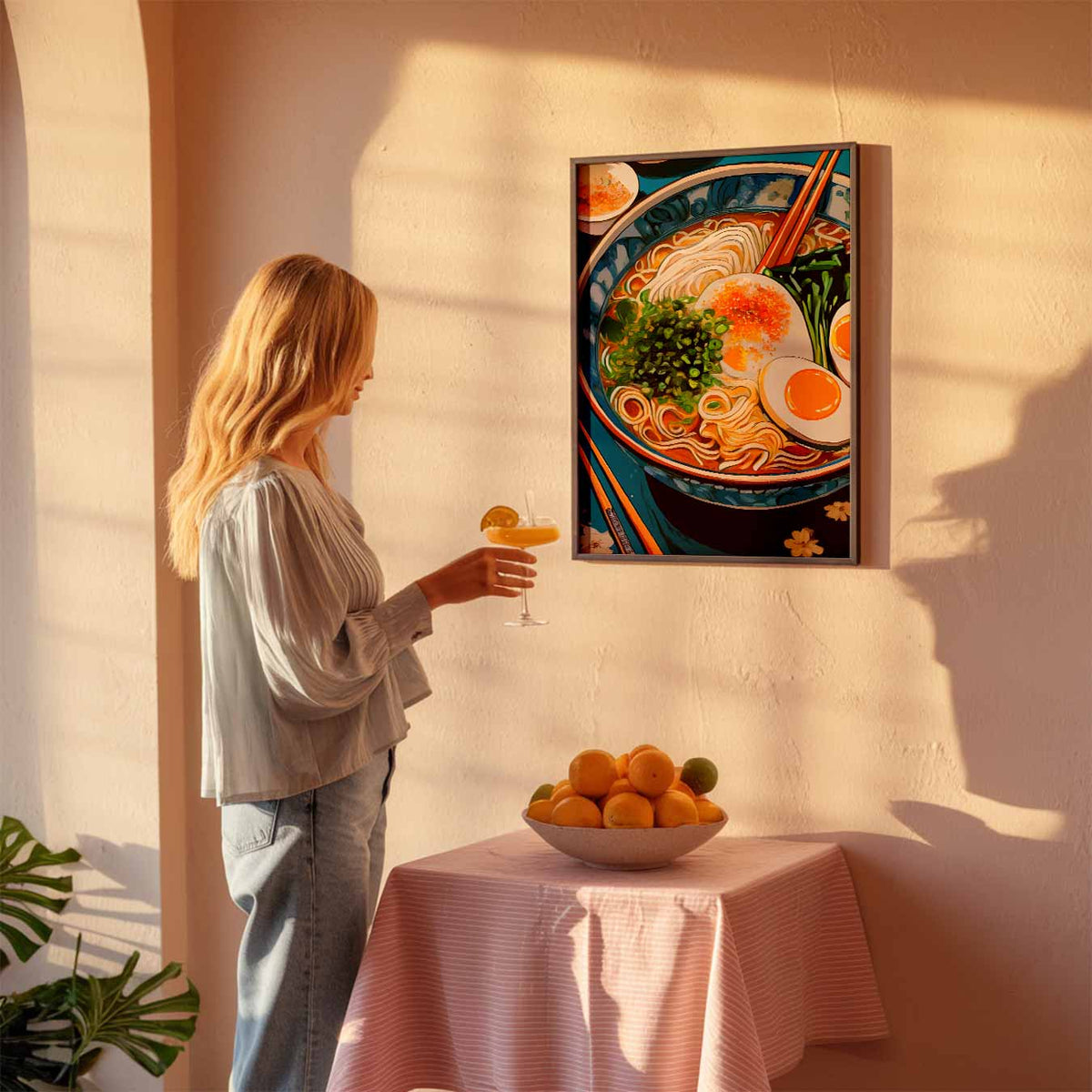 Kleurrijke Ramen Kunstposter – keuken poster als sfeervolle staande wanddecoratie