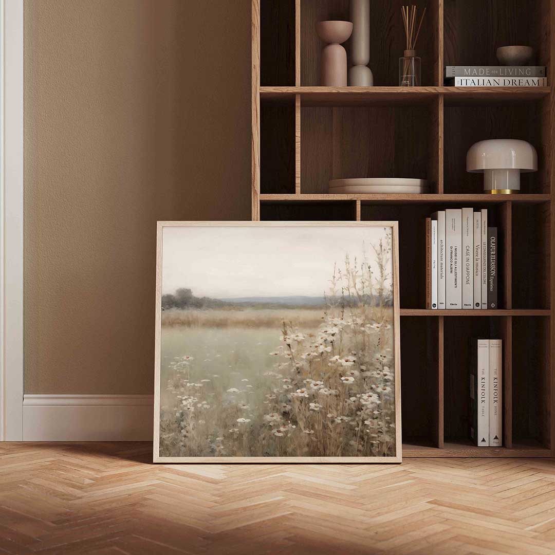 Wilde bloemen veld – vierkante wanddecoratie met kleur en vorm van WallArtistic