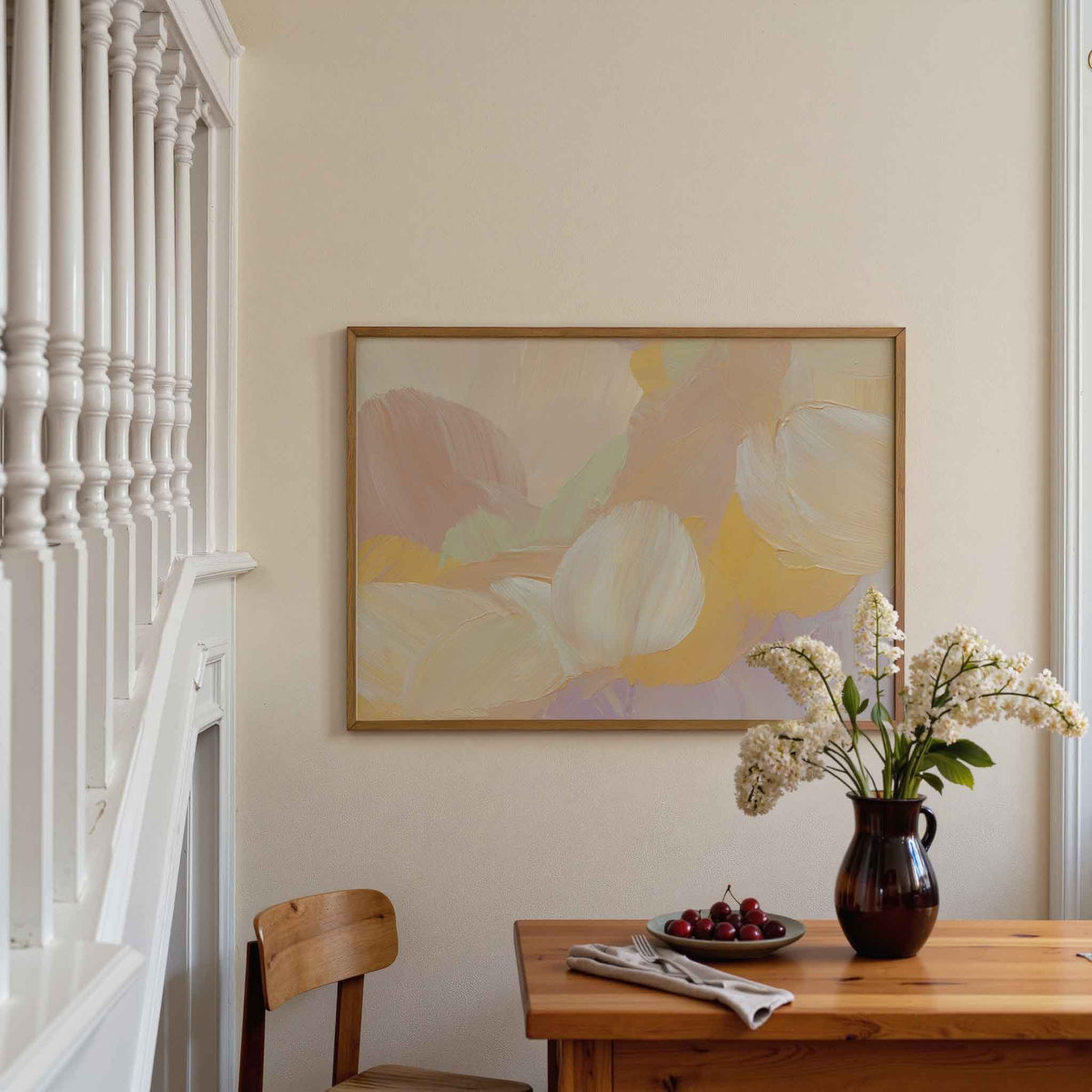 Abstracte penseelstreken – artistieke poster in liggend formaat