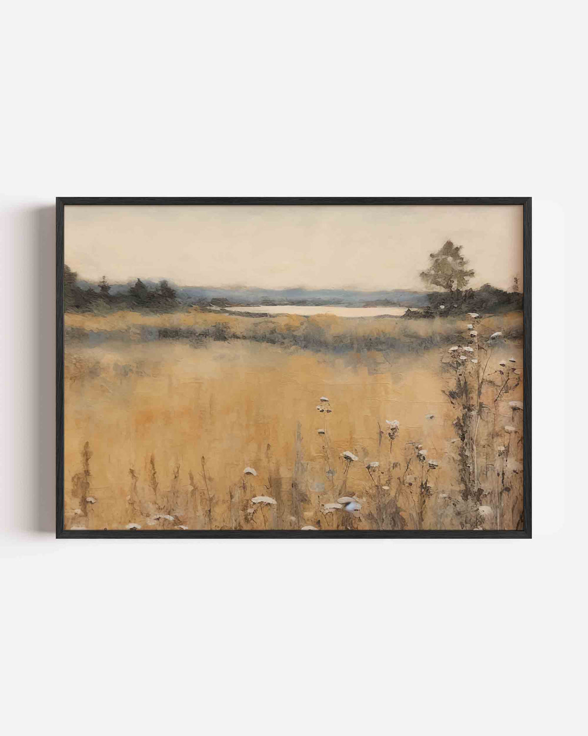 Landschap met bloemen – hedendaagse illustratie poster in landscape formaat