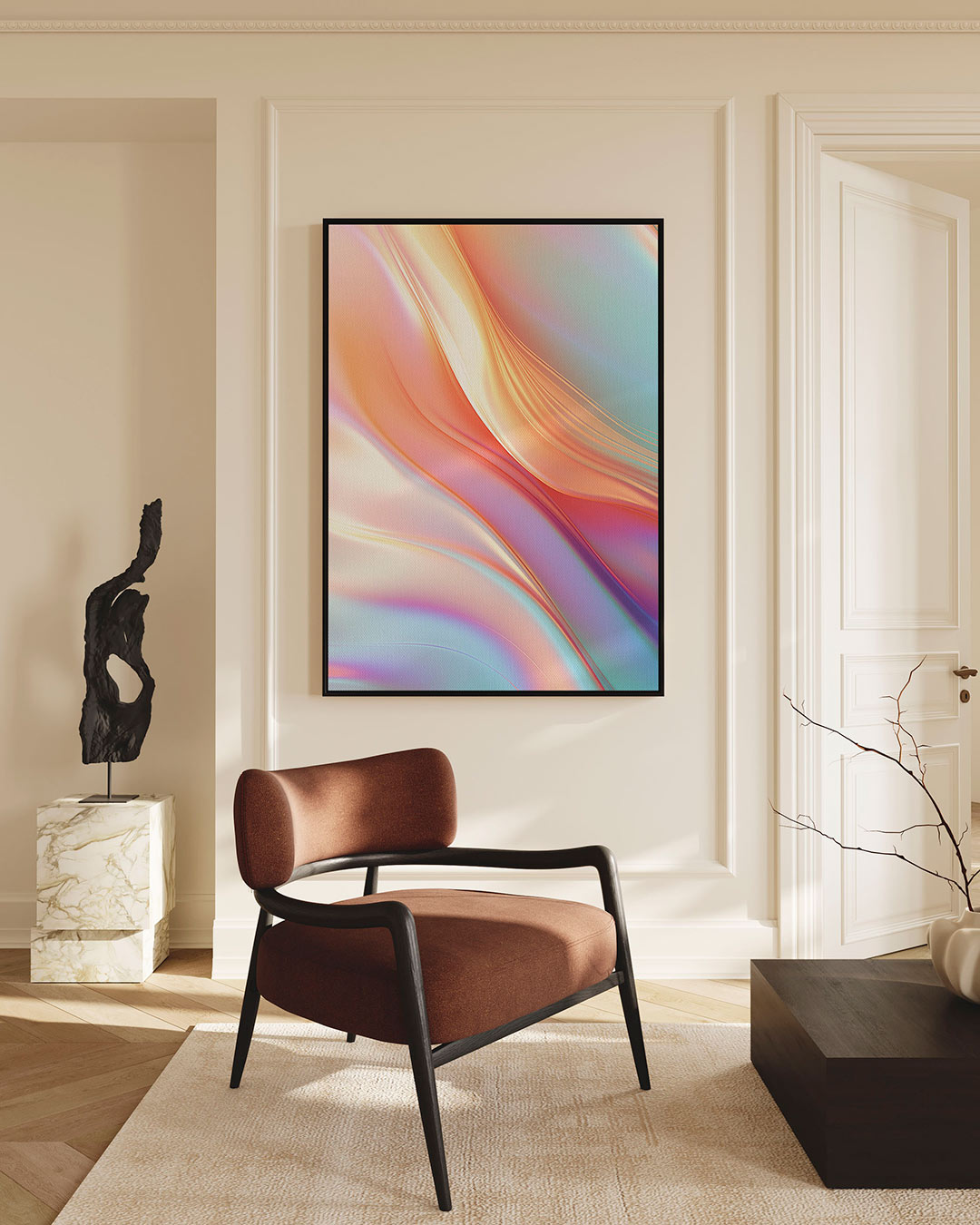 Vloeiende kleuren golf – staande wanddecoratie