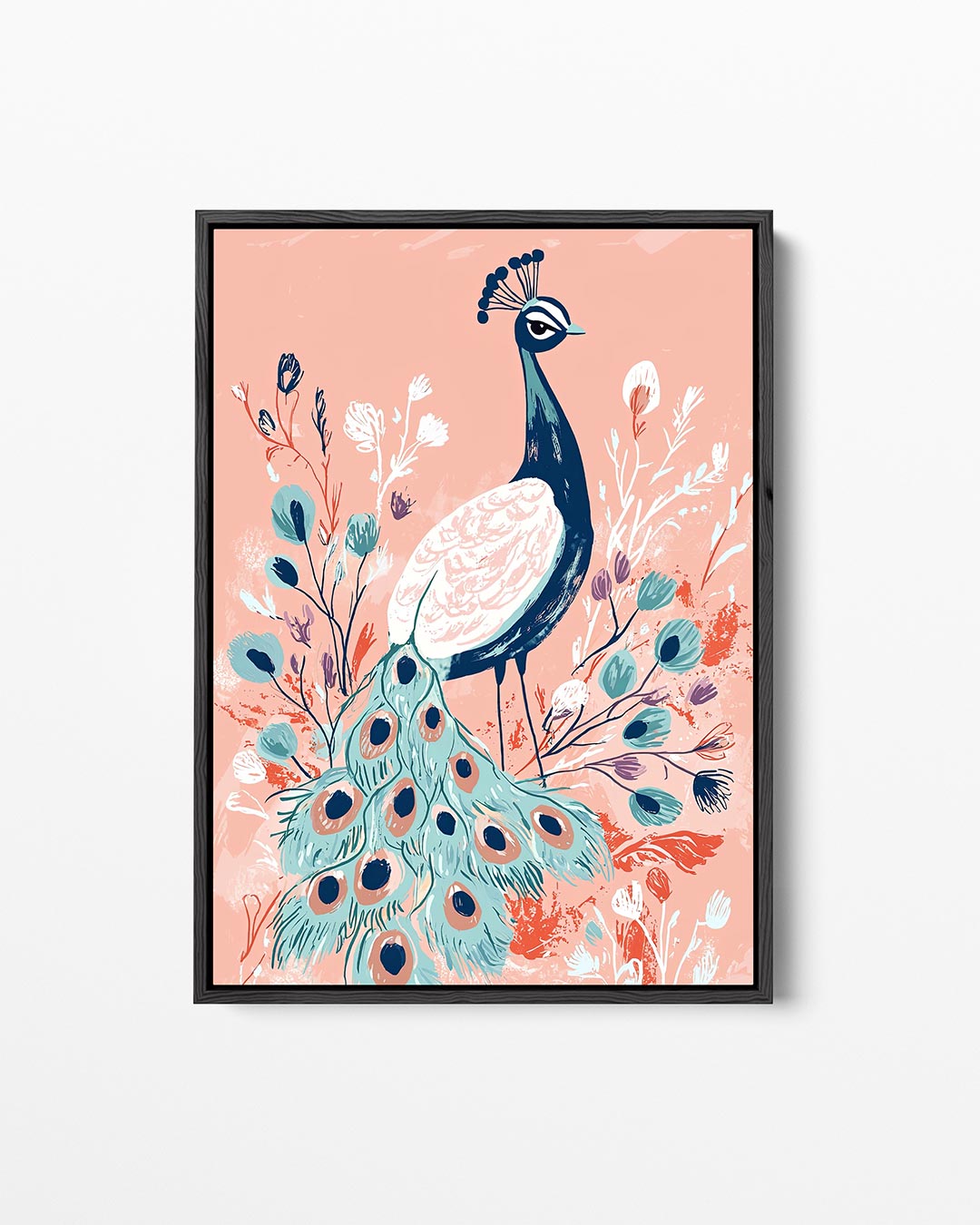 Pauw en bloemen – staand wanddecoratie kunstwerk