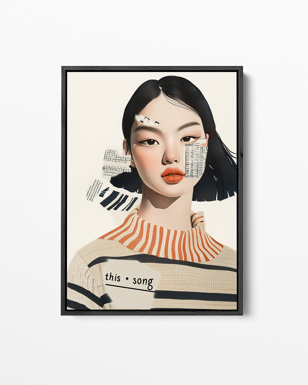 Vrouwelijk portret collage – staand wanddecoratie kunstwerk