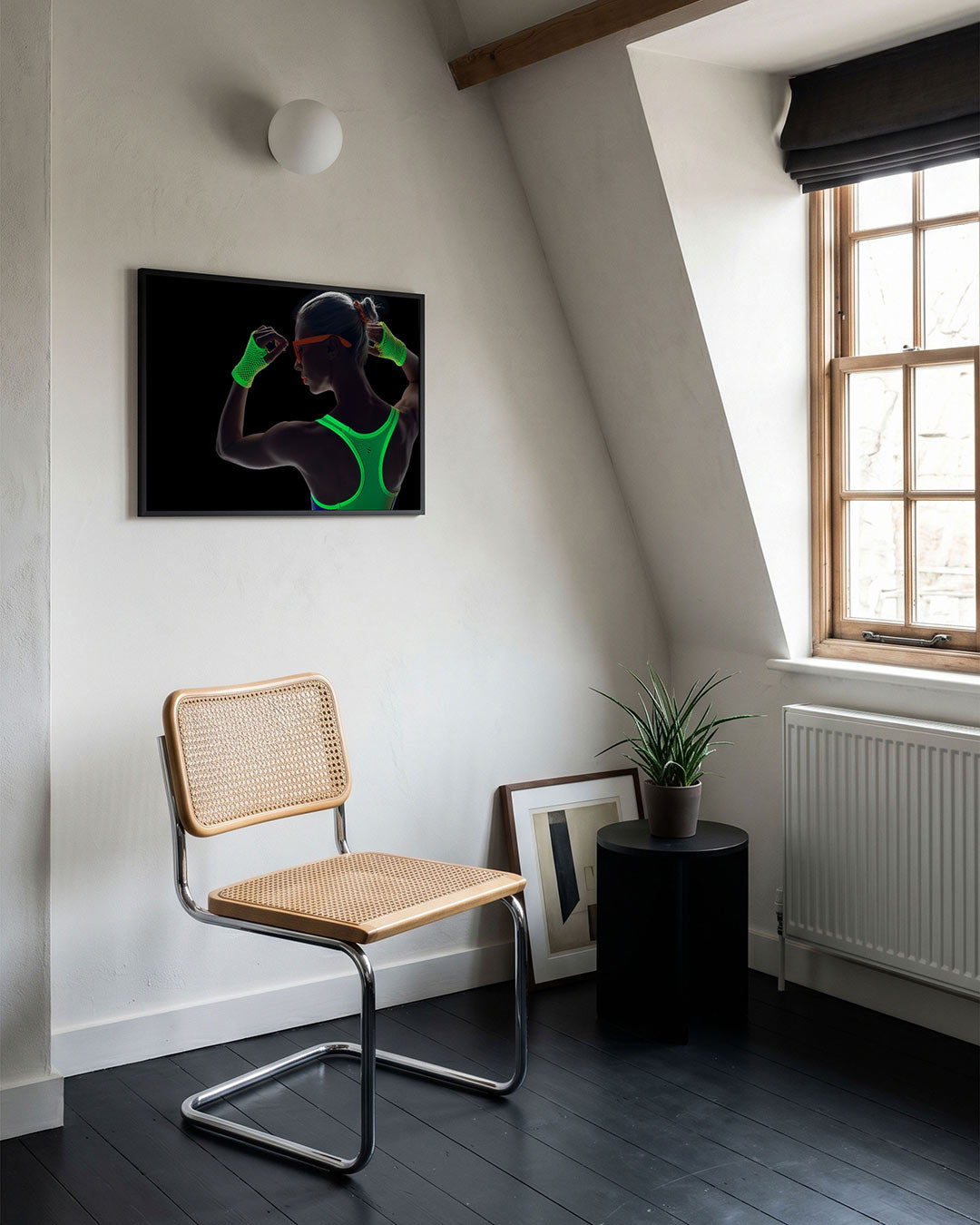 Abstracte poster – tweede productweergave – een abstracte poster met donkere tinten en een rustige visuele opbouw.