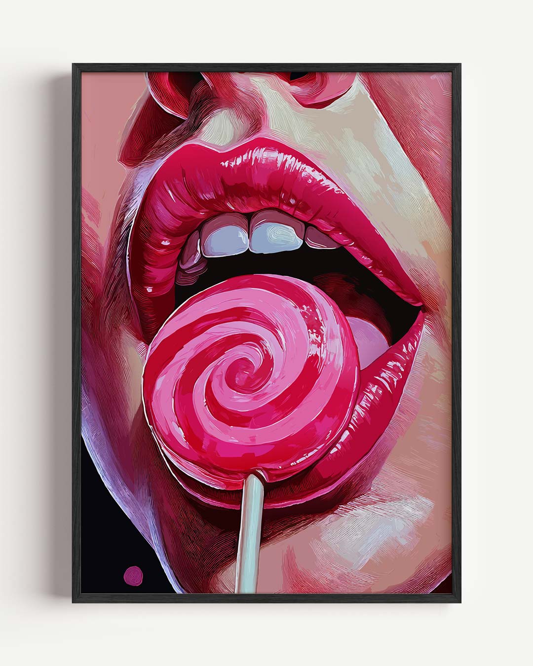 Lollipop Lips Poster II – Popart en Streetart portret poster als wanddecoratie