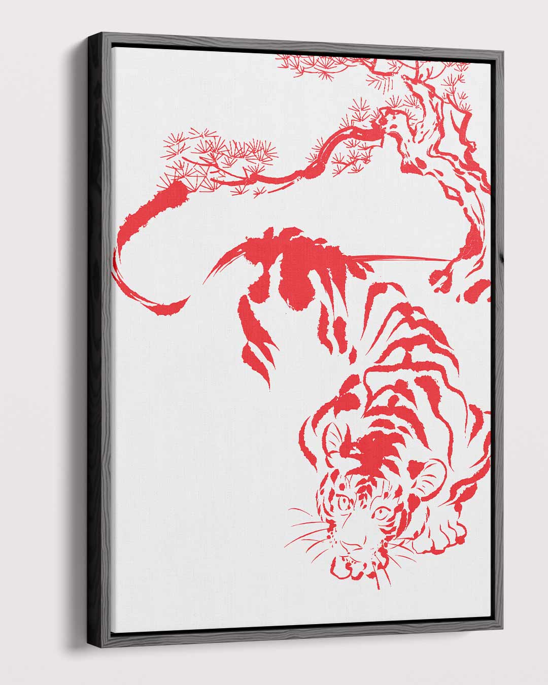 Rode tijger onder boom – dibond kunstwerk als wanddecoratie