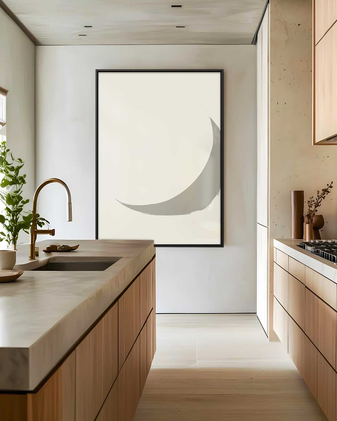 Sereen Halvemaan Abstract – dibond wanddecoratie in staand formaat