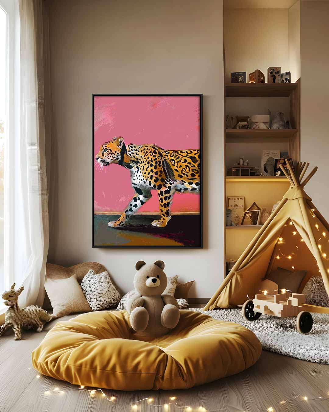 Wandeling van een Luipaard – modern portret kunstwerk van WallArtistic