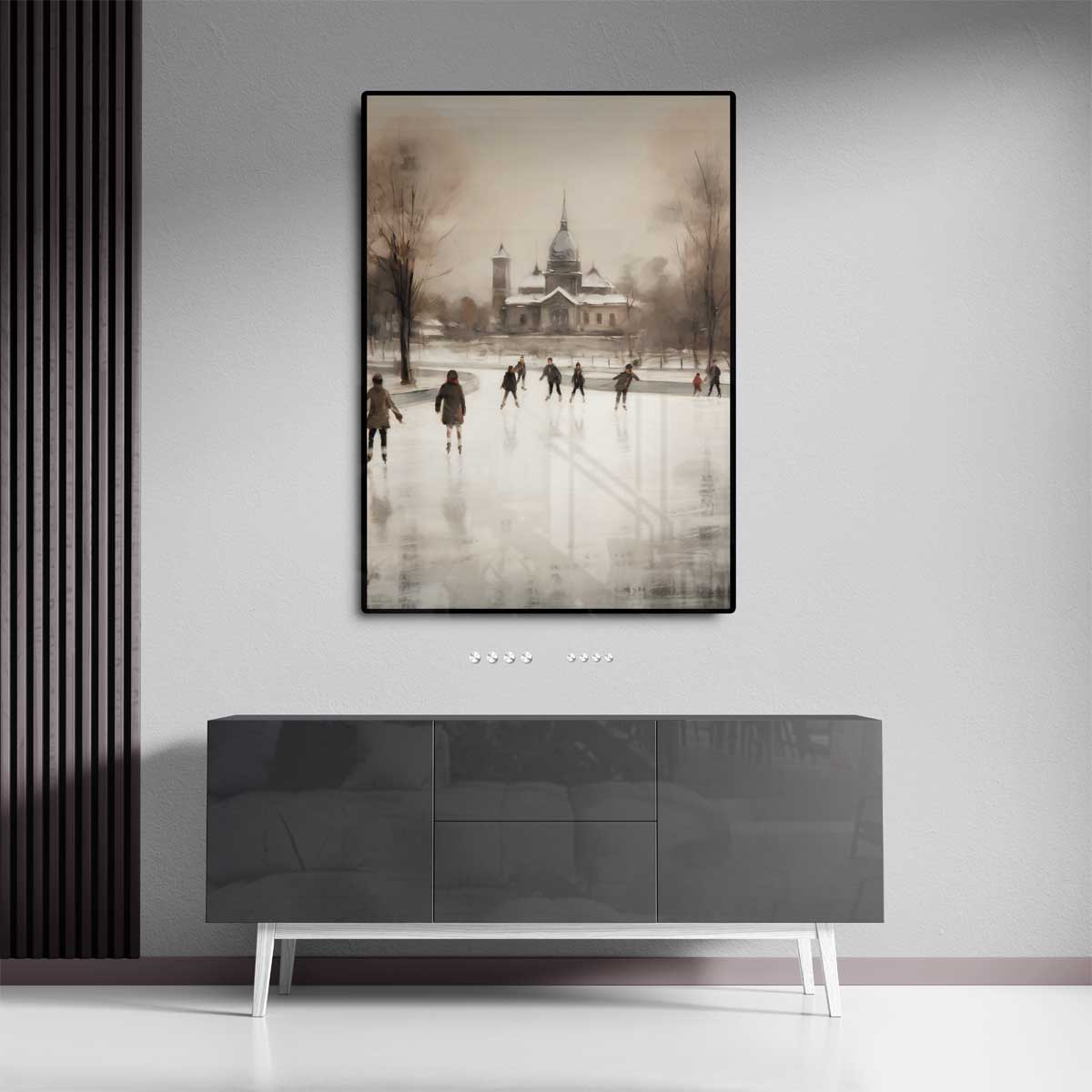 Winterse Schaatspret – canvas kunstwerk als wanddecoratie