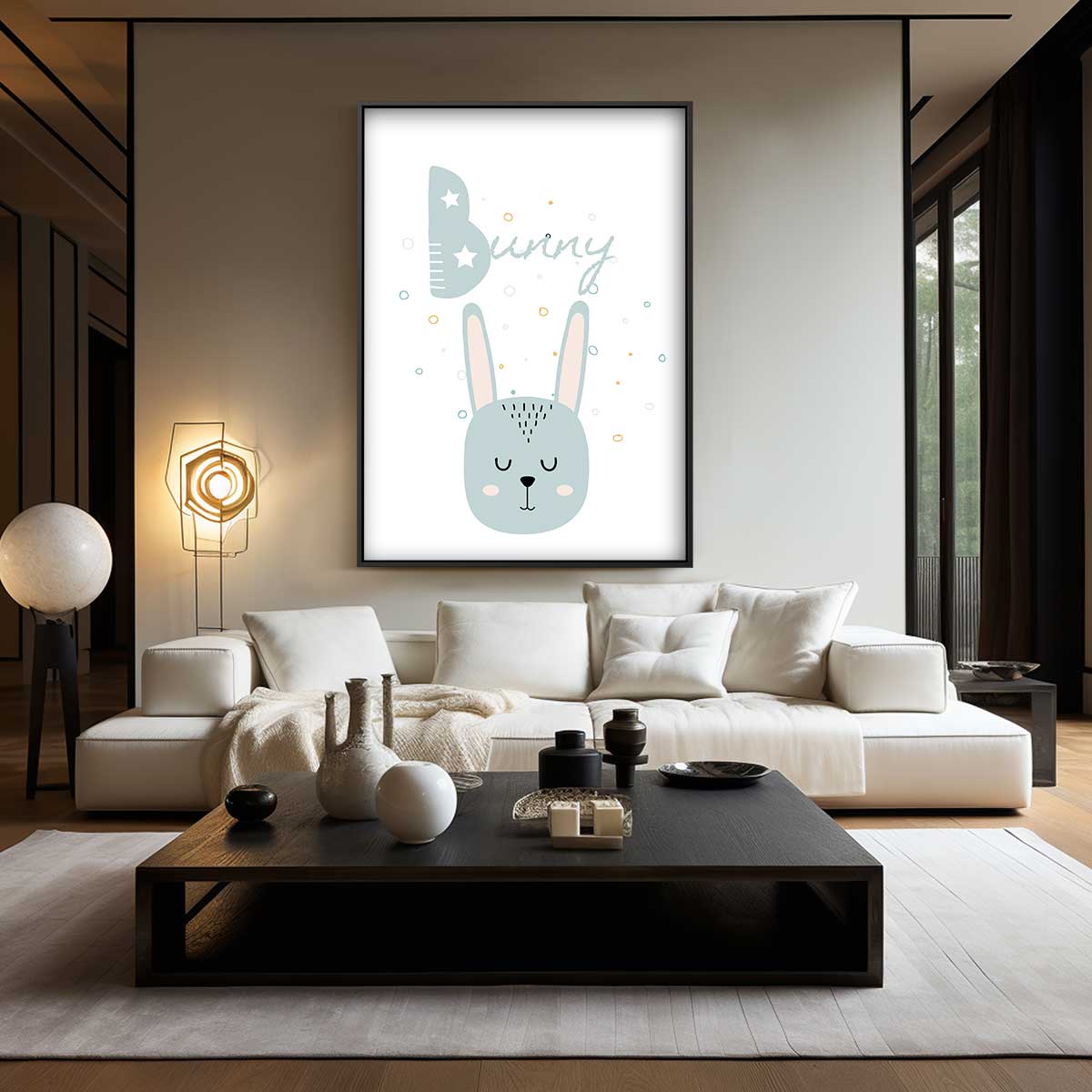 Dromerige Konijn Illustratie – canvas wanddecoratie in portret formaat