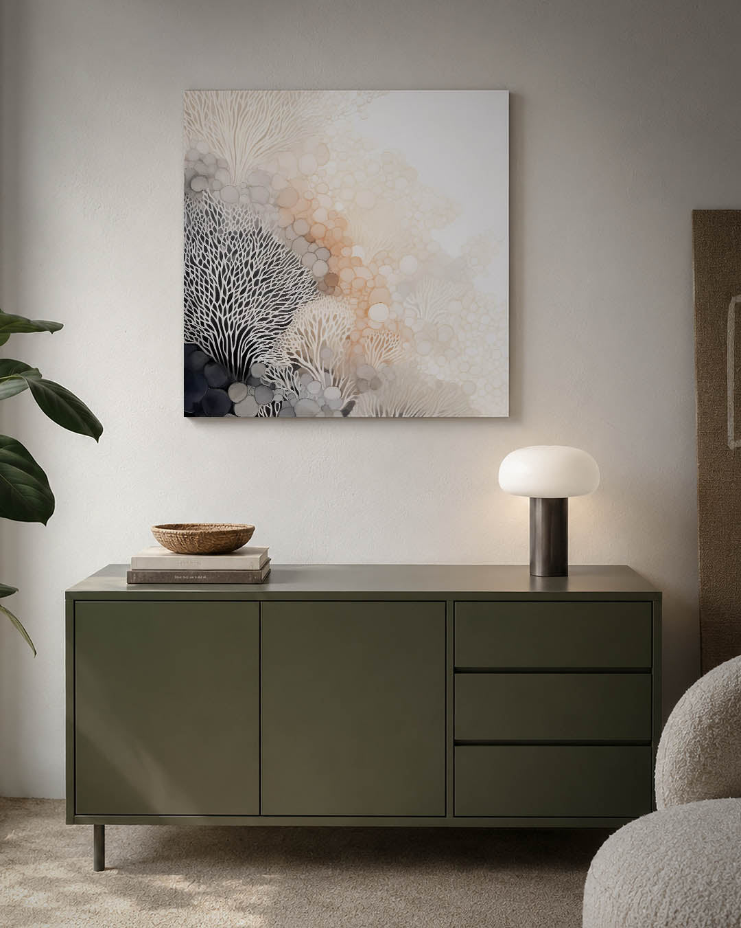Organische patronen kunstwerk – detailweergave – dit kunstwerk toont een vloeiende compositie van organische vormen en