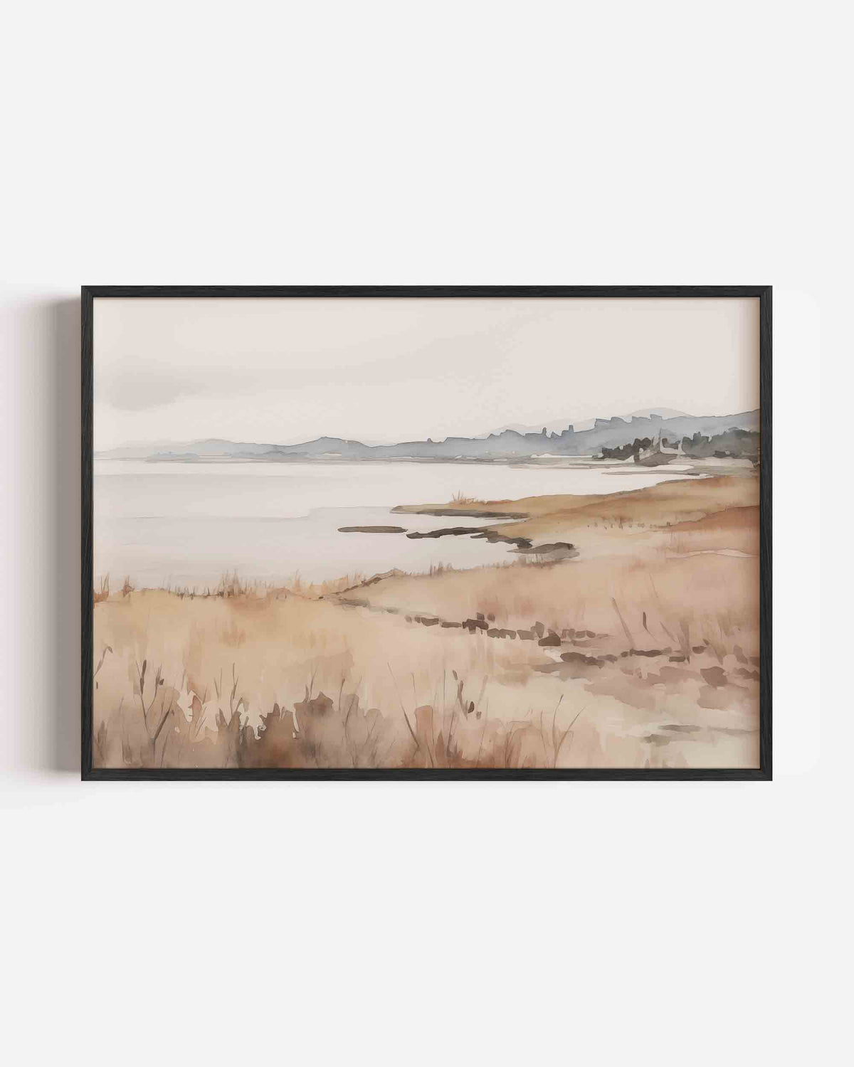 Landschap met water en heuvels – kleurrijke abstracte landscape poster als wanddecoratie
