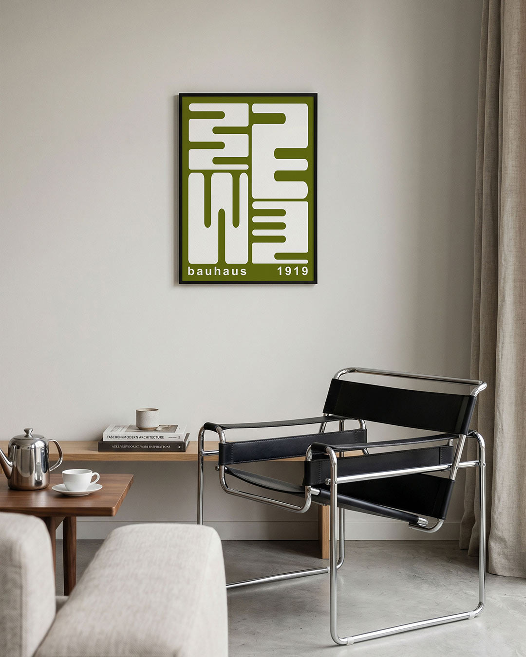 Vorm en lijnenspel – geometrische Bauhaus poster in staand formaat