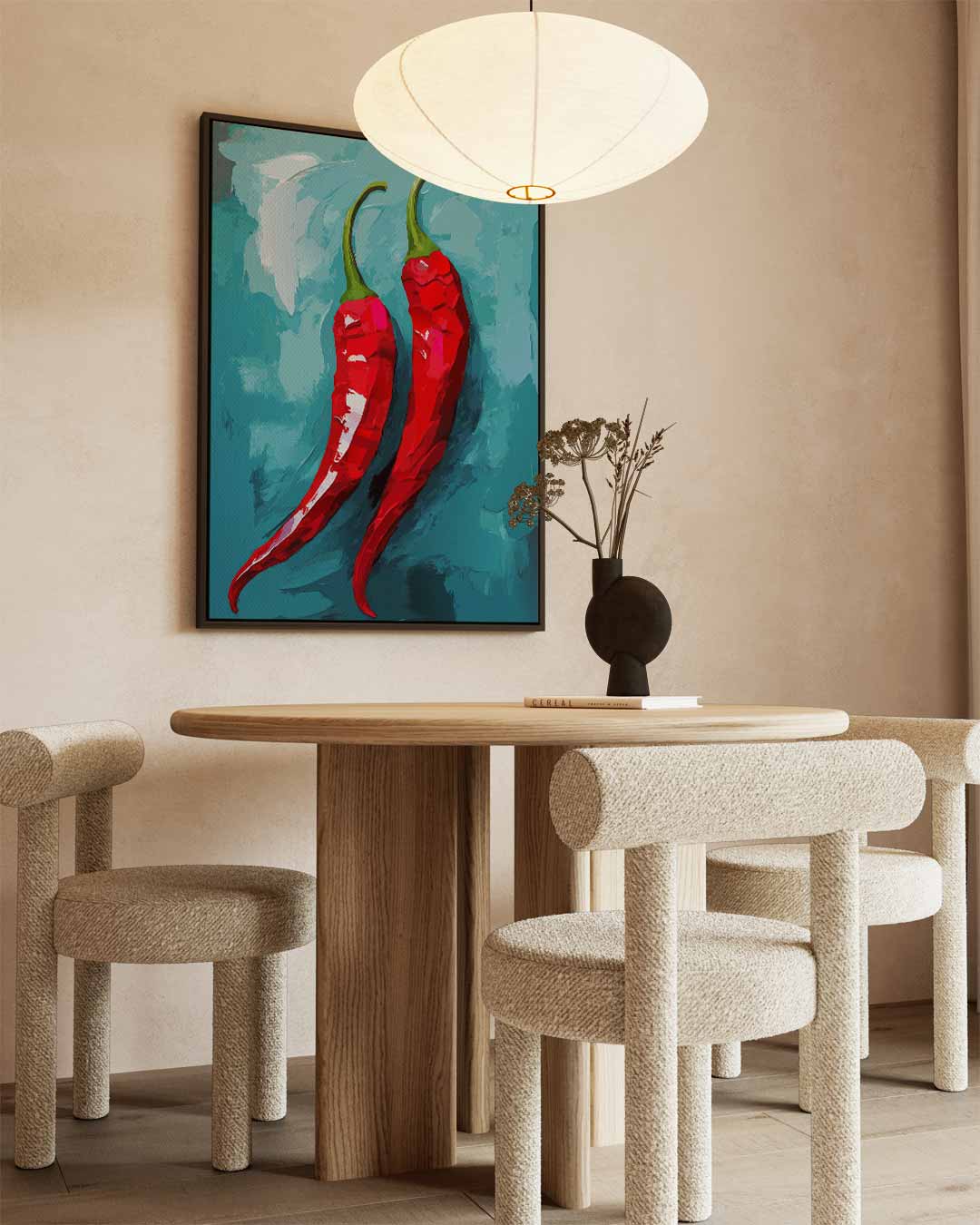 Pittige Peper Duo – canvas wanddecoratie in portret formaat