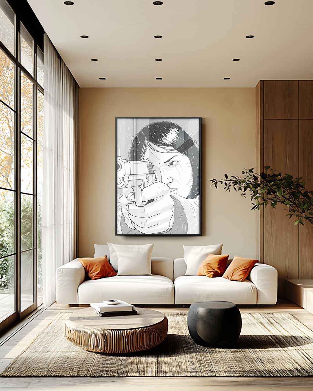 Stoere Illustratie in Stripstijl – modern portret kunstwerk van WallArtistic