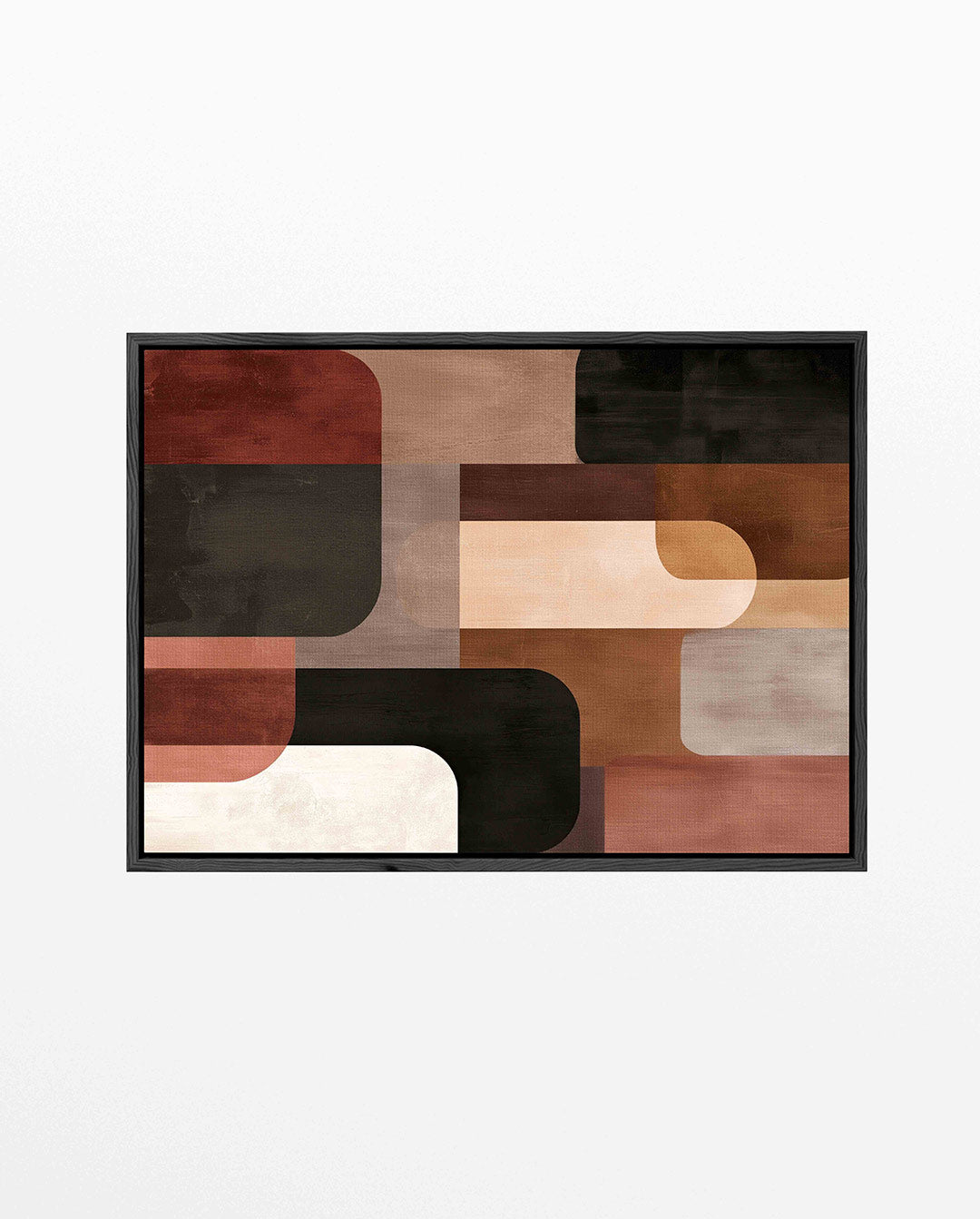 Geometrische vormen compositie – Aardetinten – liggend abstract kunstwerk