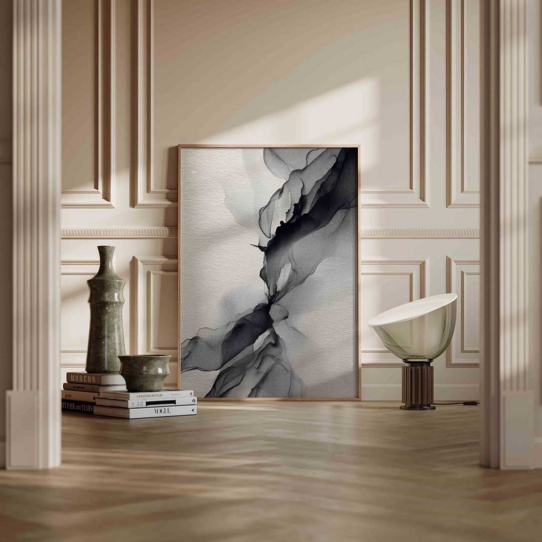 Abstracte zwarte vormen – staande abstracte wanddecoratie van WallArtistic