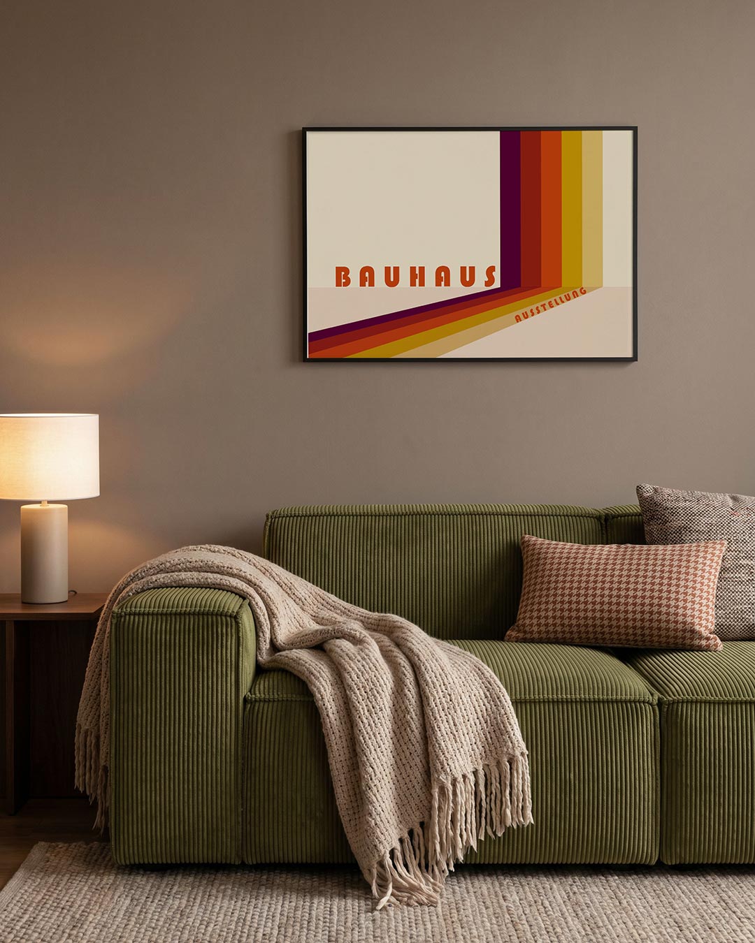 Kleurvlakken en lijnen – geometrische Bauhaus poster in liggend formaat