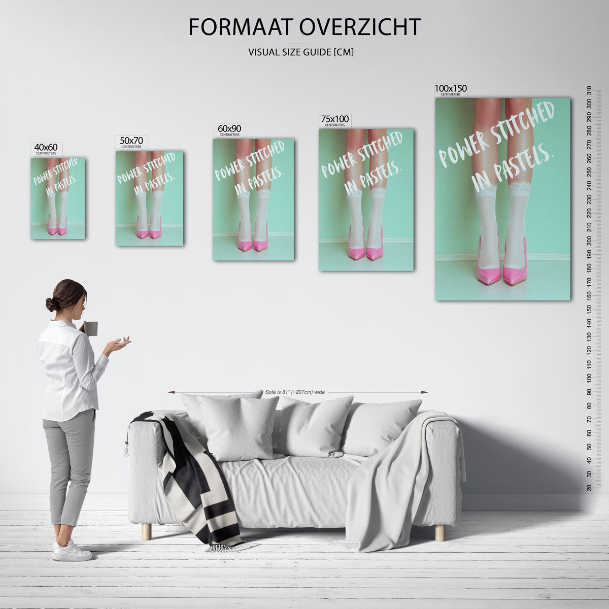Pastel elegantie – staand wanddecoratie kunstwerk
