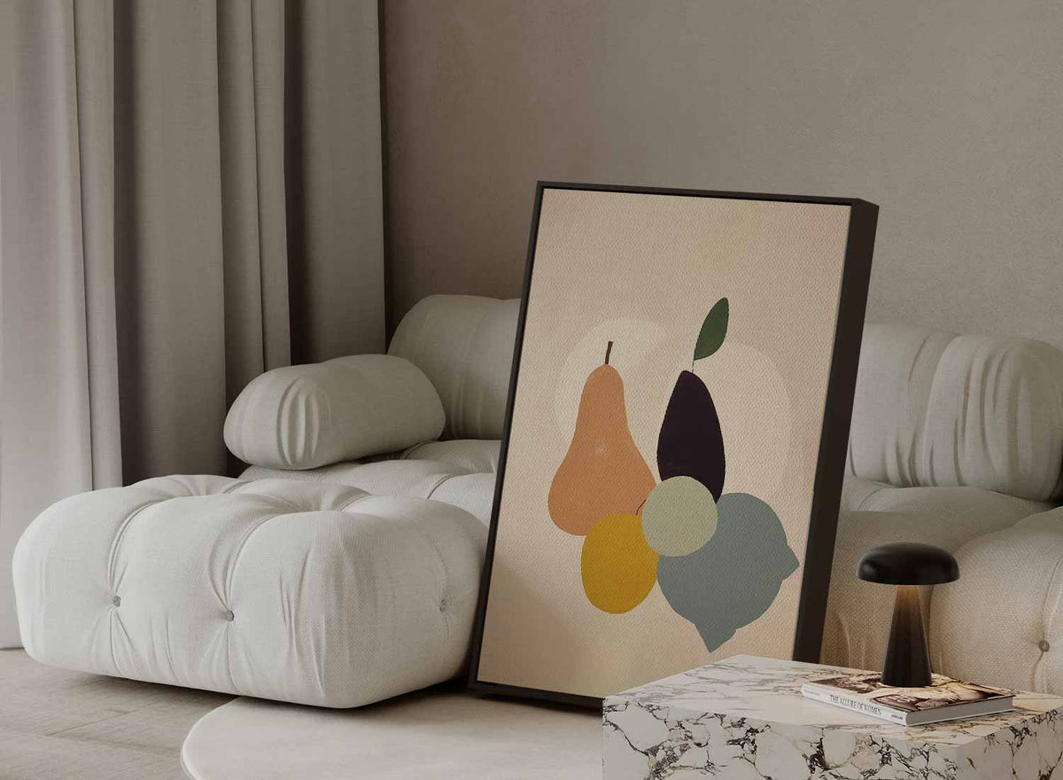 Abstracte Vruchtenexplosie – staande wandkunst voor woonkamer of interieur