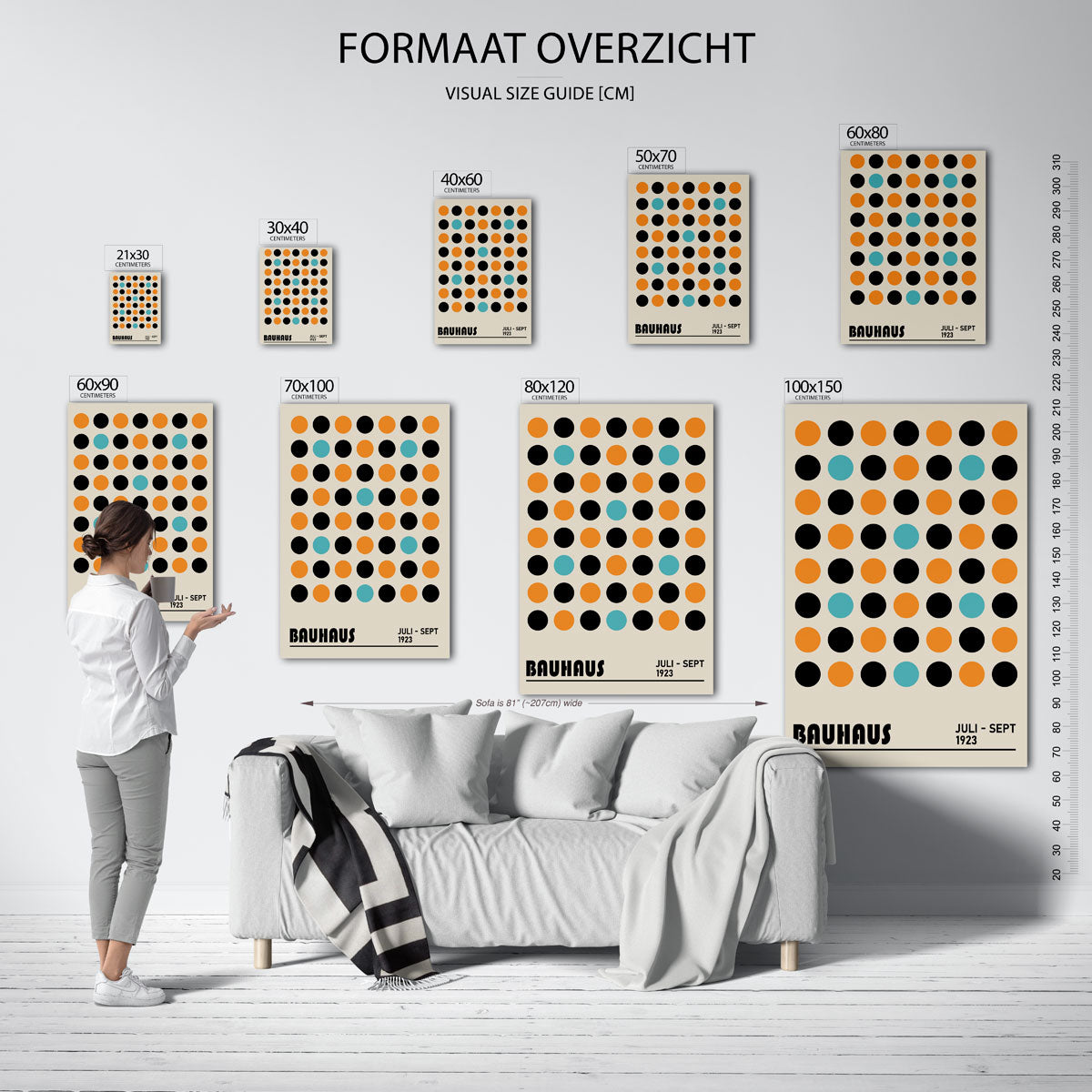 Cirkelpatroon en kleur – geometrische poster in Bauhaus-stijl van WallArtistic