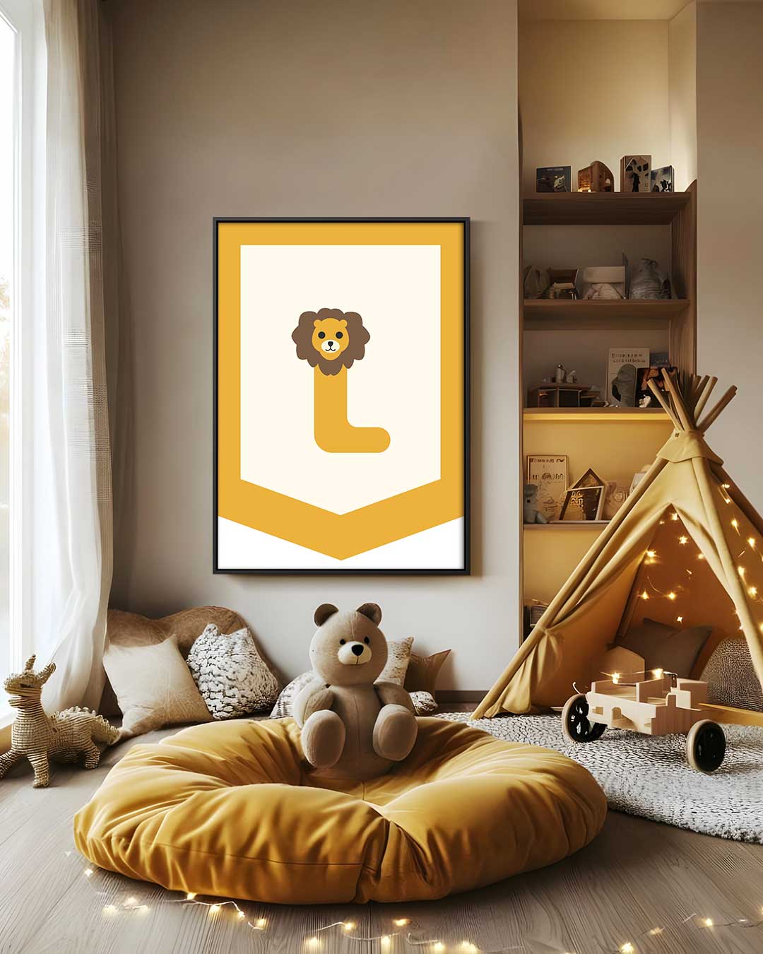 Leeuwen Letter L Poster – staand kunstwerk voor modern interieur