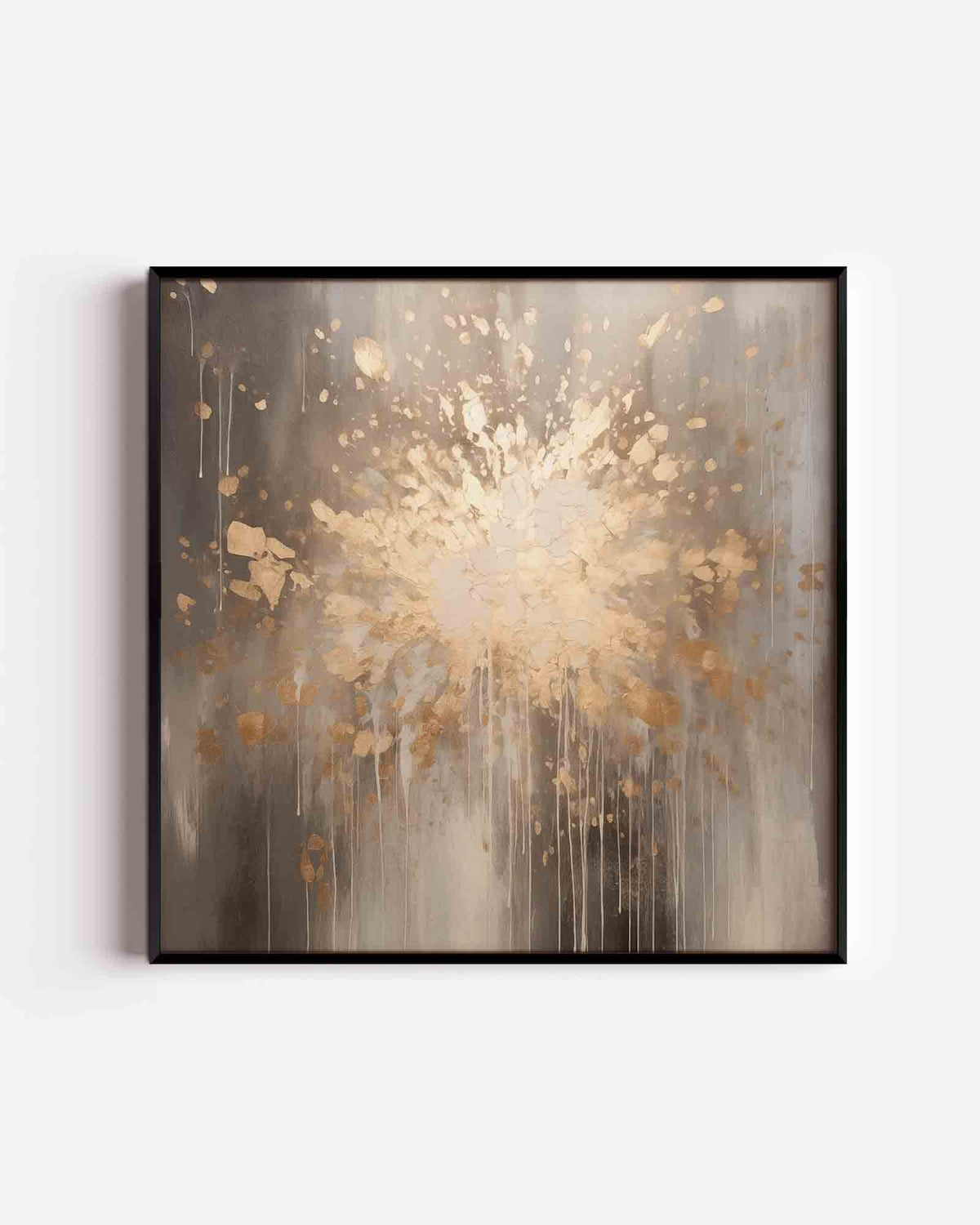 Explosieve gouden spatten – abstracte vierkante poster als wanddecoratie