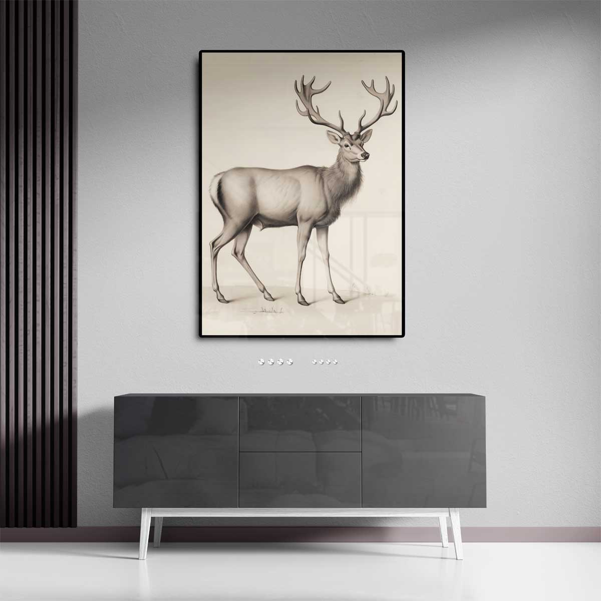 Majestueuze Hertentekening – plexiglas kunstwerk als wanddecoratie