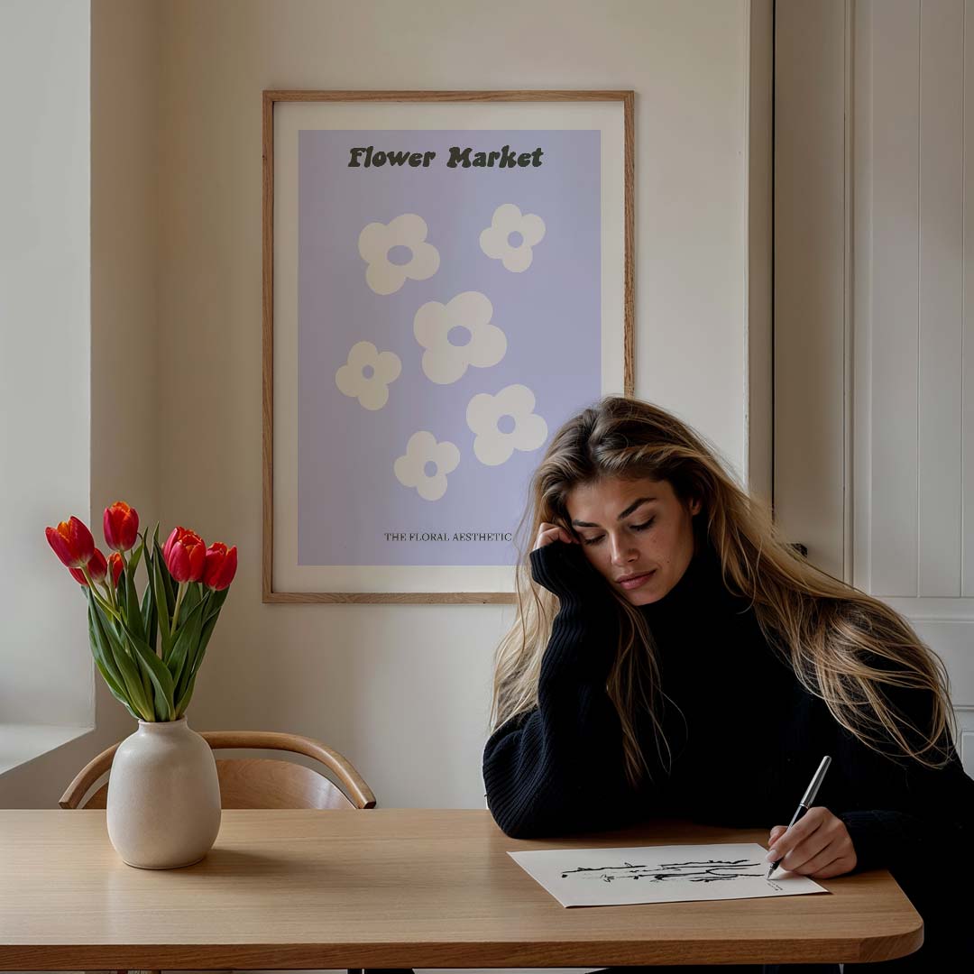 Bloemenmarkt – staande muurposter voor een modern interieur