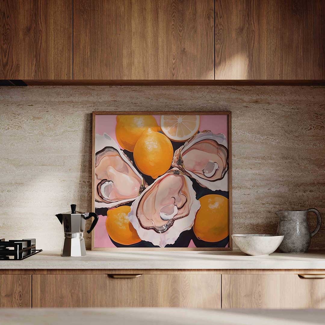 Citroenen en oesters – culinaire wandkunst als vierkante poster
