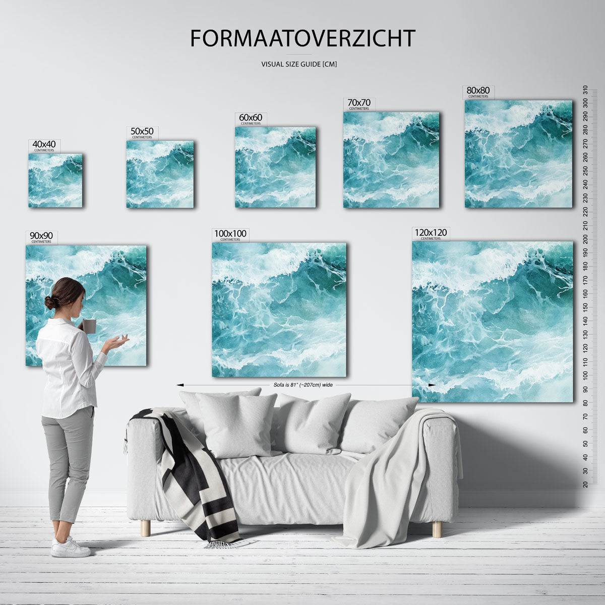 Golvende zee – tropische wandkunst als vierkante poster