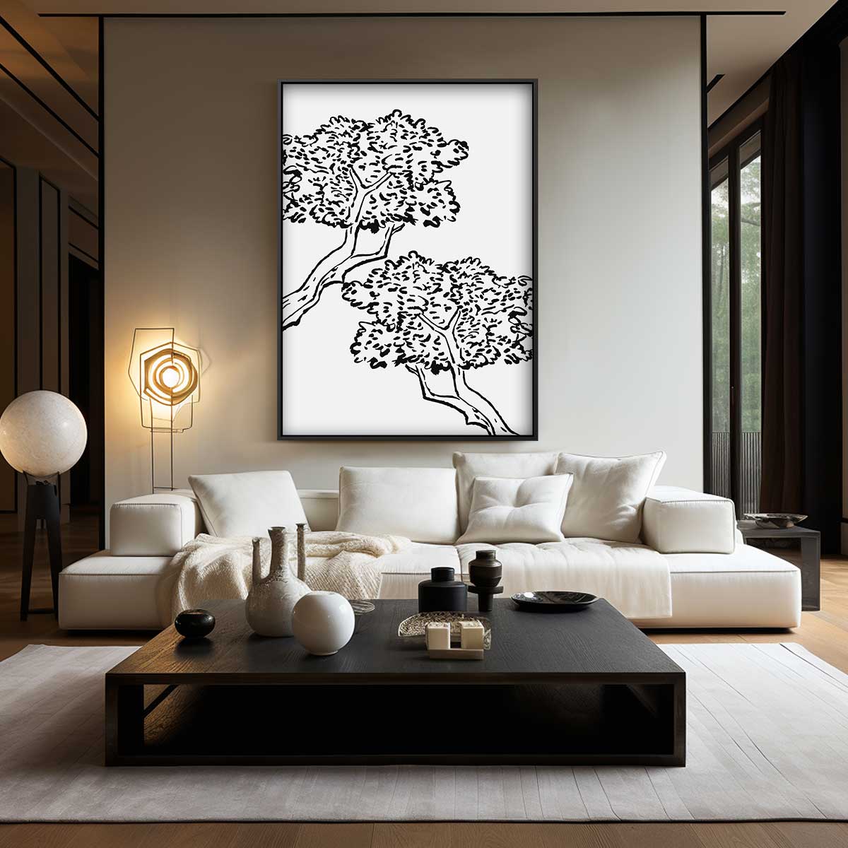 Dansende Bomen aan de Hemel – kunstwerk met zwarte baklijst