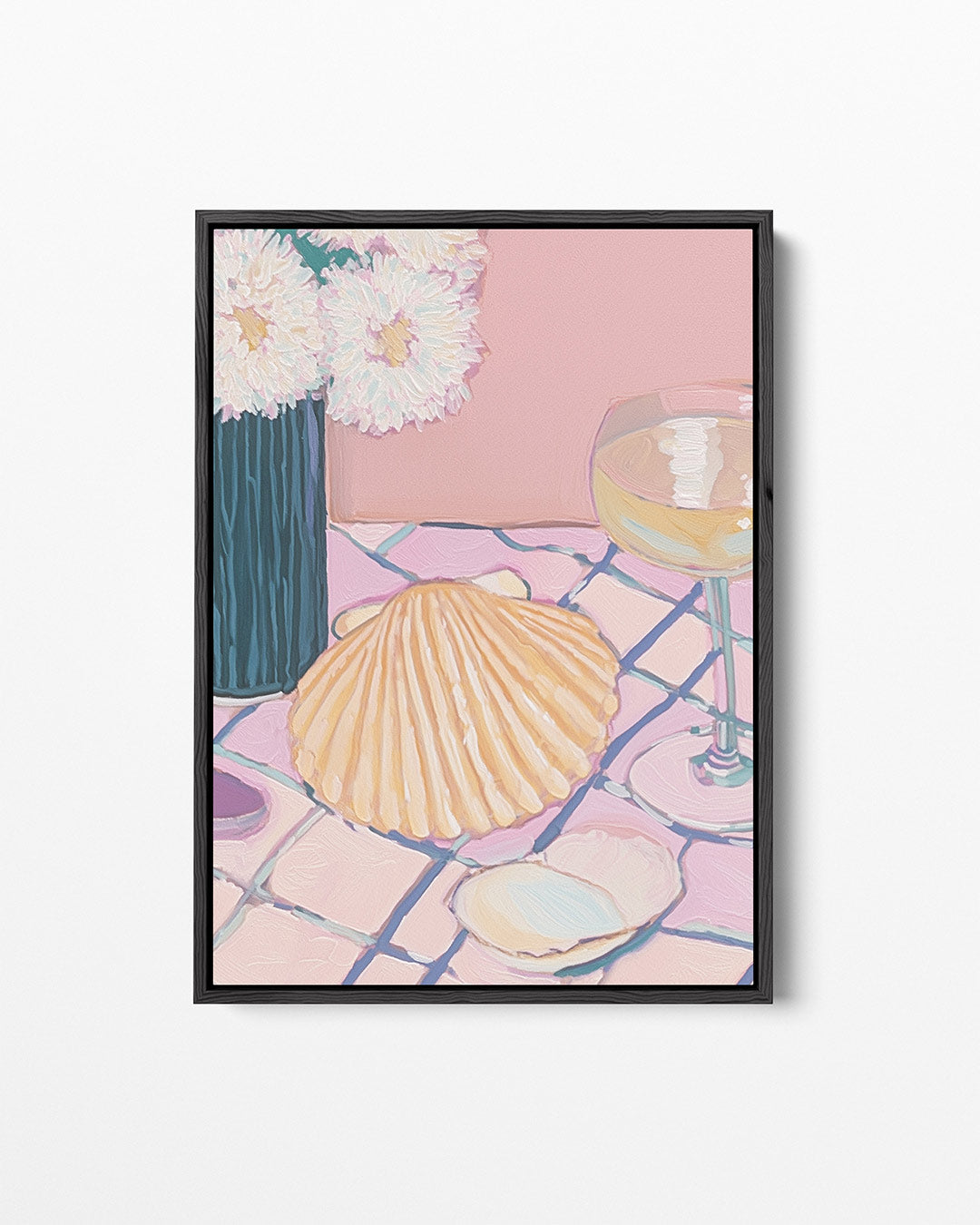 Bloemen en schelp – staand wanddecoratie kunstwerk