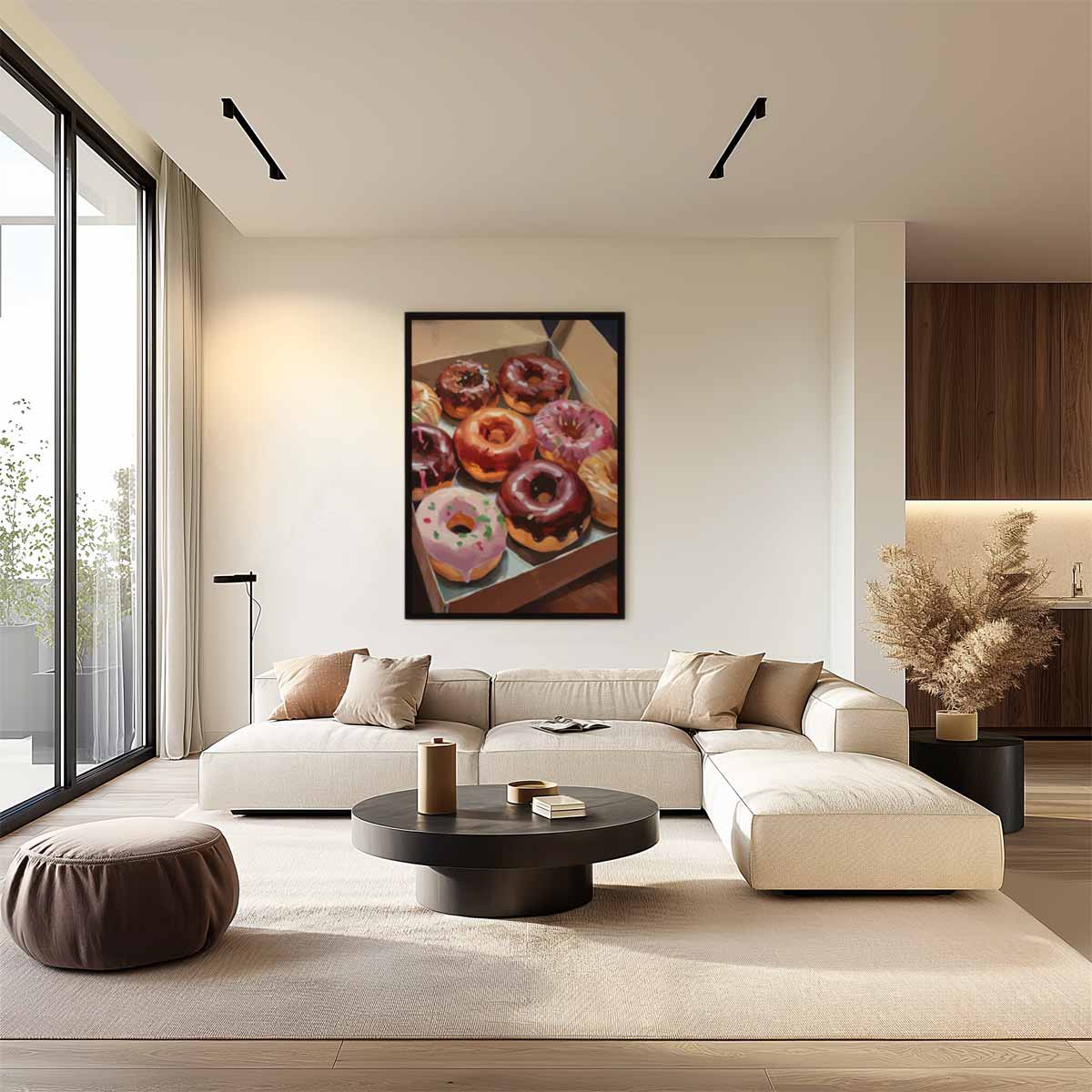 Kleurrijke Donutbox – dibond wanddecoratie in staand formaat