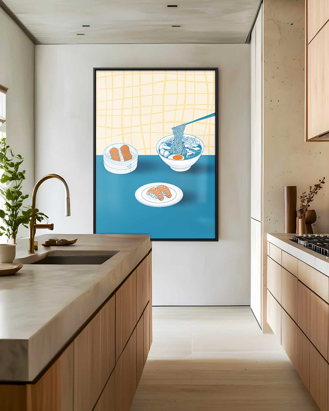 Aziatische Culinaire Illustratie – staand kunstwerk voor modern interieur