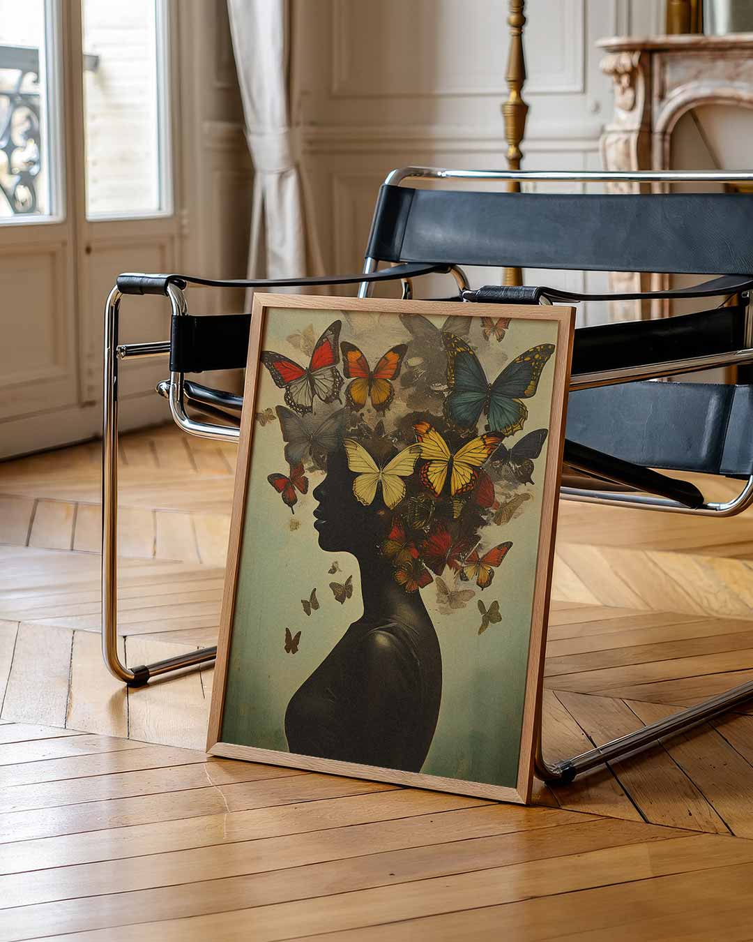 Vlinder Silhouet – urban poster in staand formaat