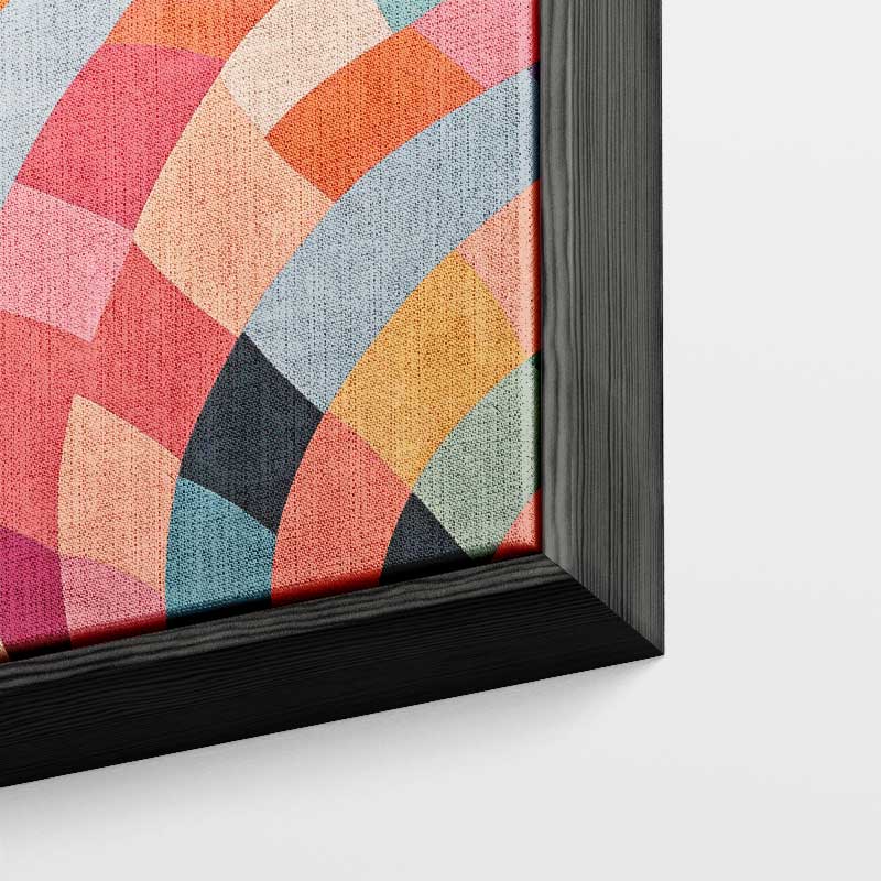 Kleurrijke Abstracte Harmonie – kunstwerk met zwarte baklijst