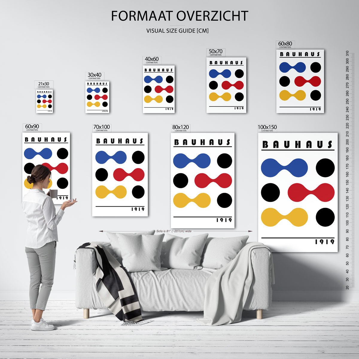 Vorm en kleur – geometrische poster in Bauhaus-stijl van WallArtistic