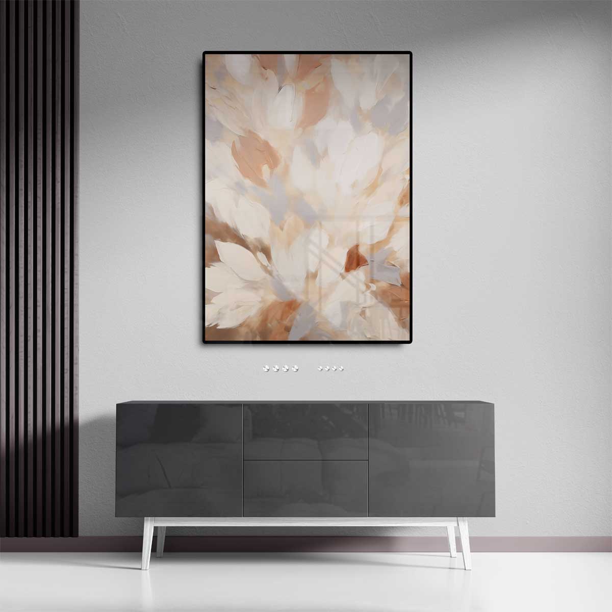Bloemen in Neutrale Tinten – staande wandkunst voor woonkamer of interieur