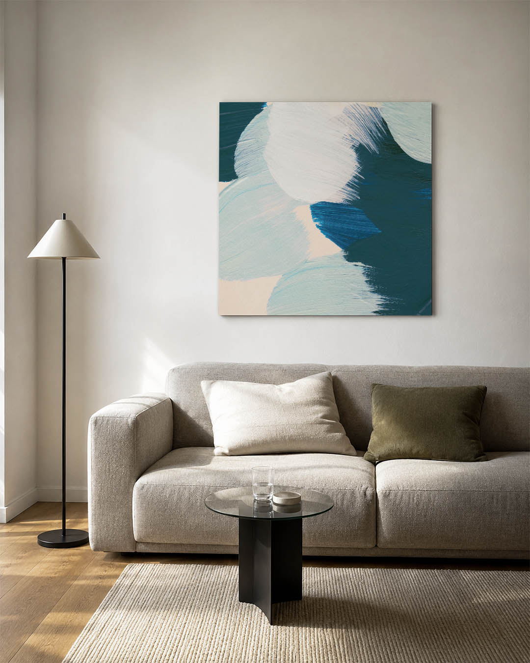 Dynamische kleurencompositie kunstwerk – detailweergave – dit kunstwerk toont een levendige mix van vloeiende penseelstreken