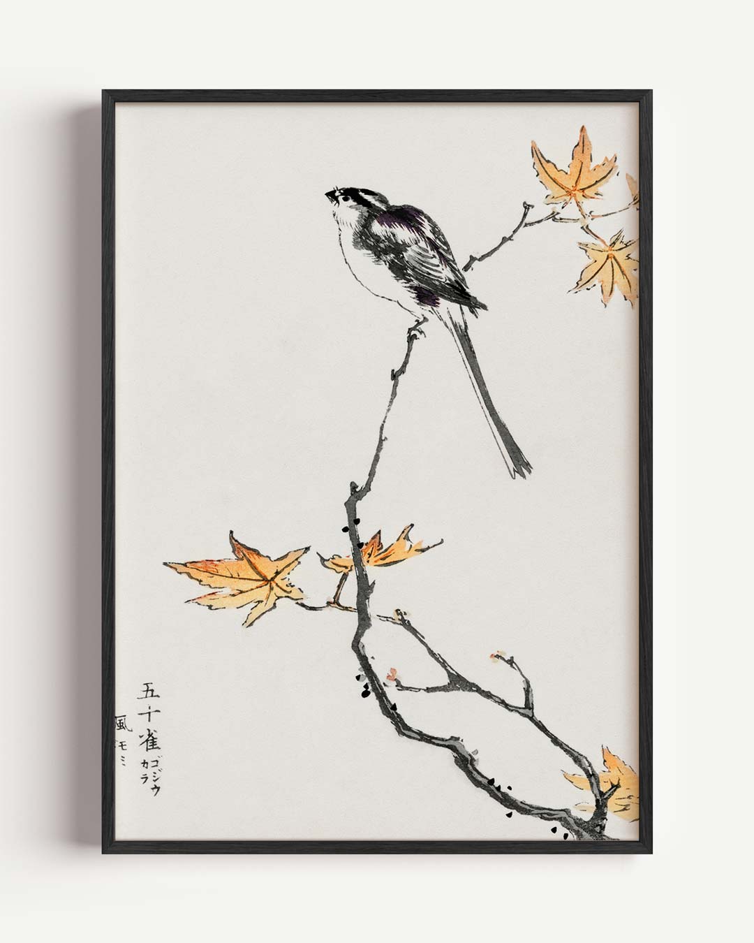 Rustieke Vogel op Herfsttak – kids portret poster als wanddecoratie