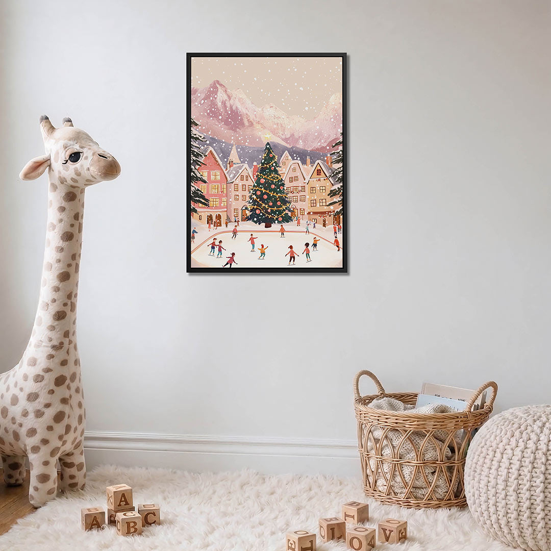 Winterse ijsbaan – moderne staande wandkunst