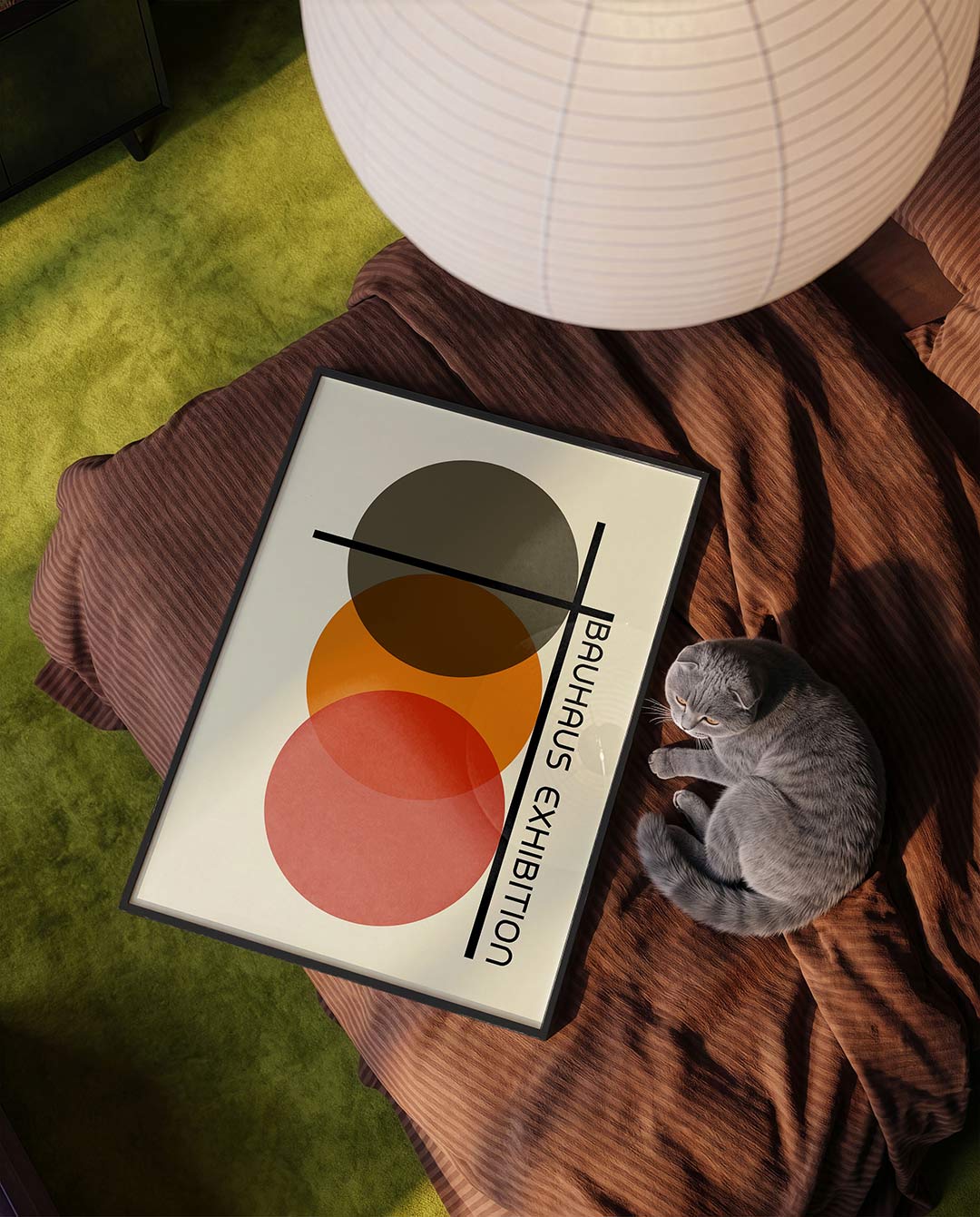 Cirkel en lijnenspel – moderne Bauhaus wandkunst als poster
