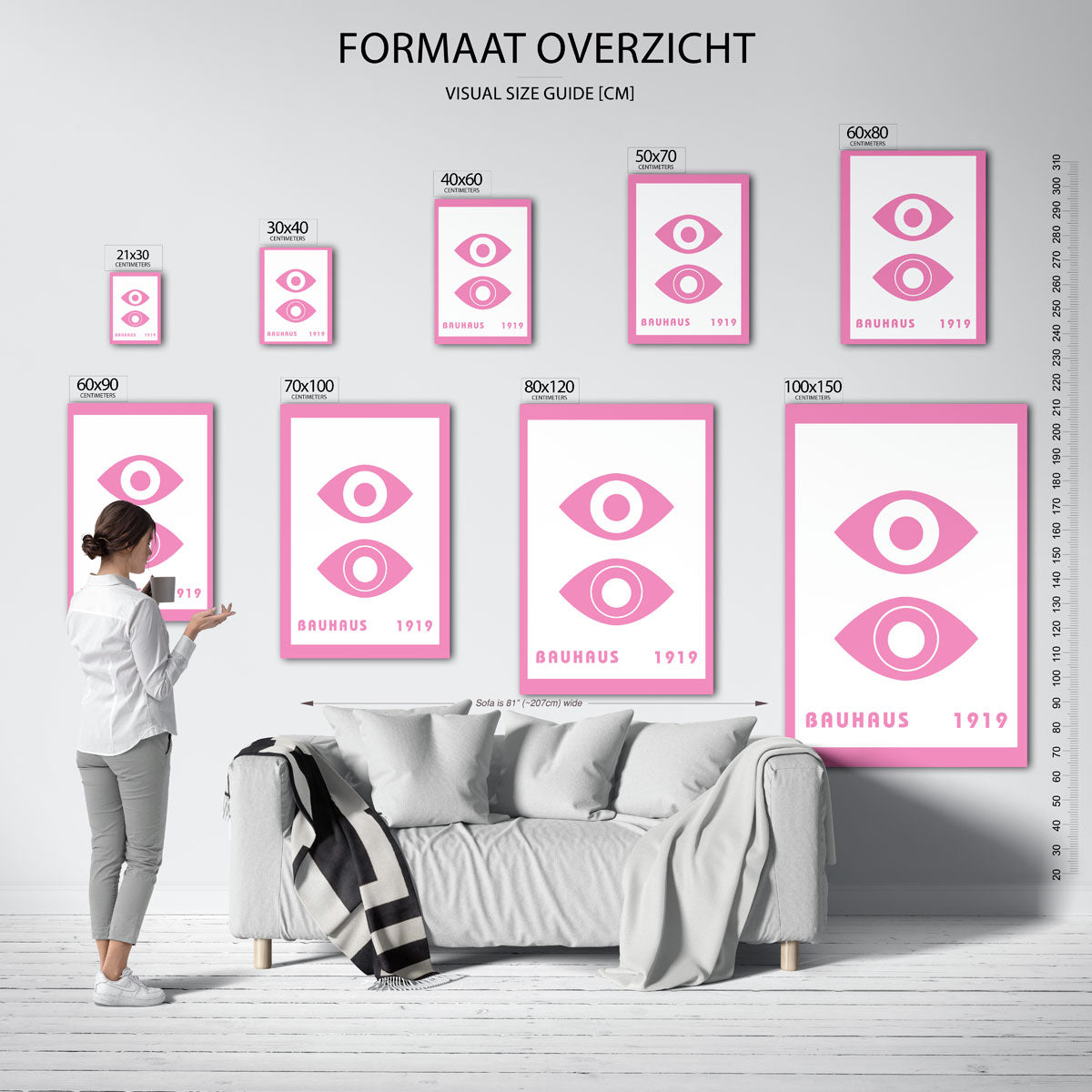 Oogvormen en kleur – geometrische poster in Bauhaus-stijl van WallArtistic