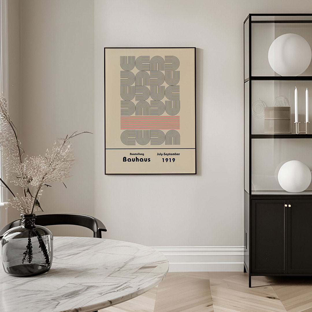 Lijnpatroon en vormen – geometrische Bauhaus poster in staand formaat