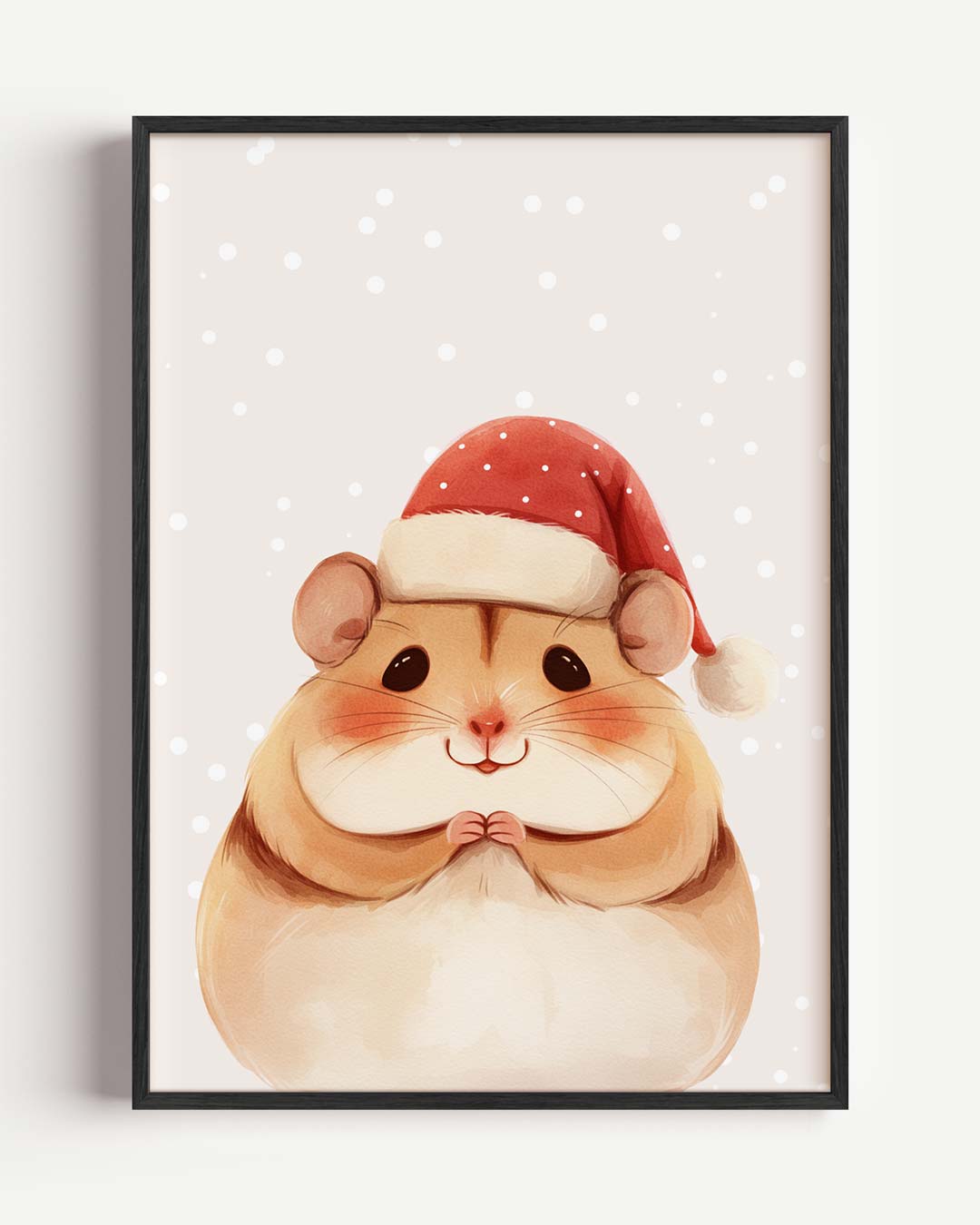 Schattige Kerst Hamster – kids portret poster als wanddecoratie