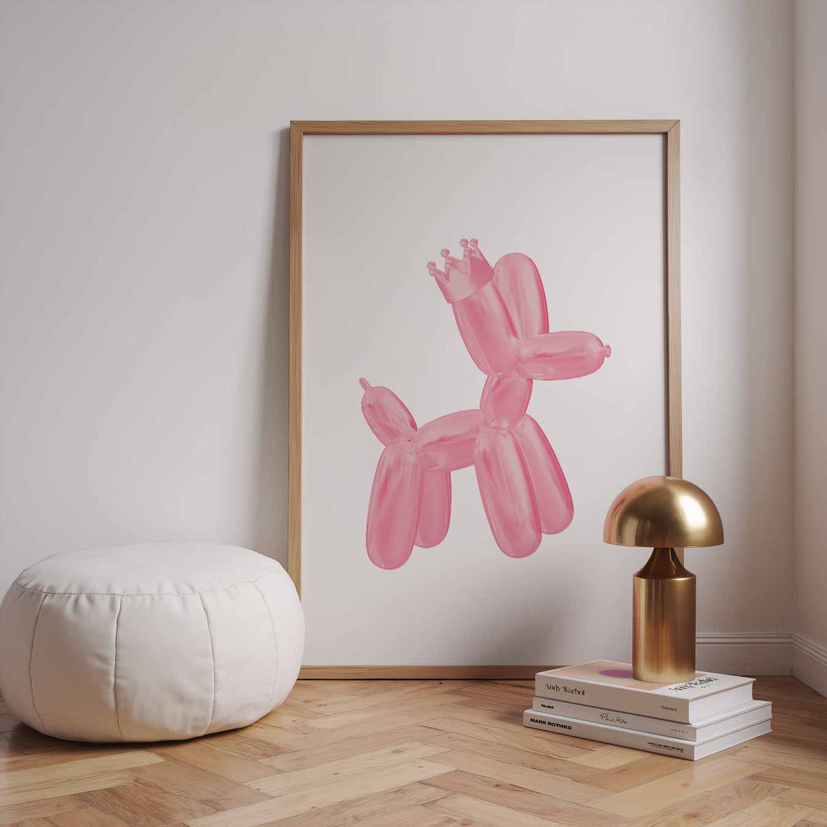 Ballonhond Met Kroontje – staande zomer wanddecoratie van WallArtistic