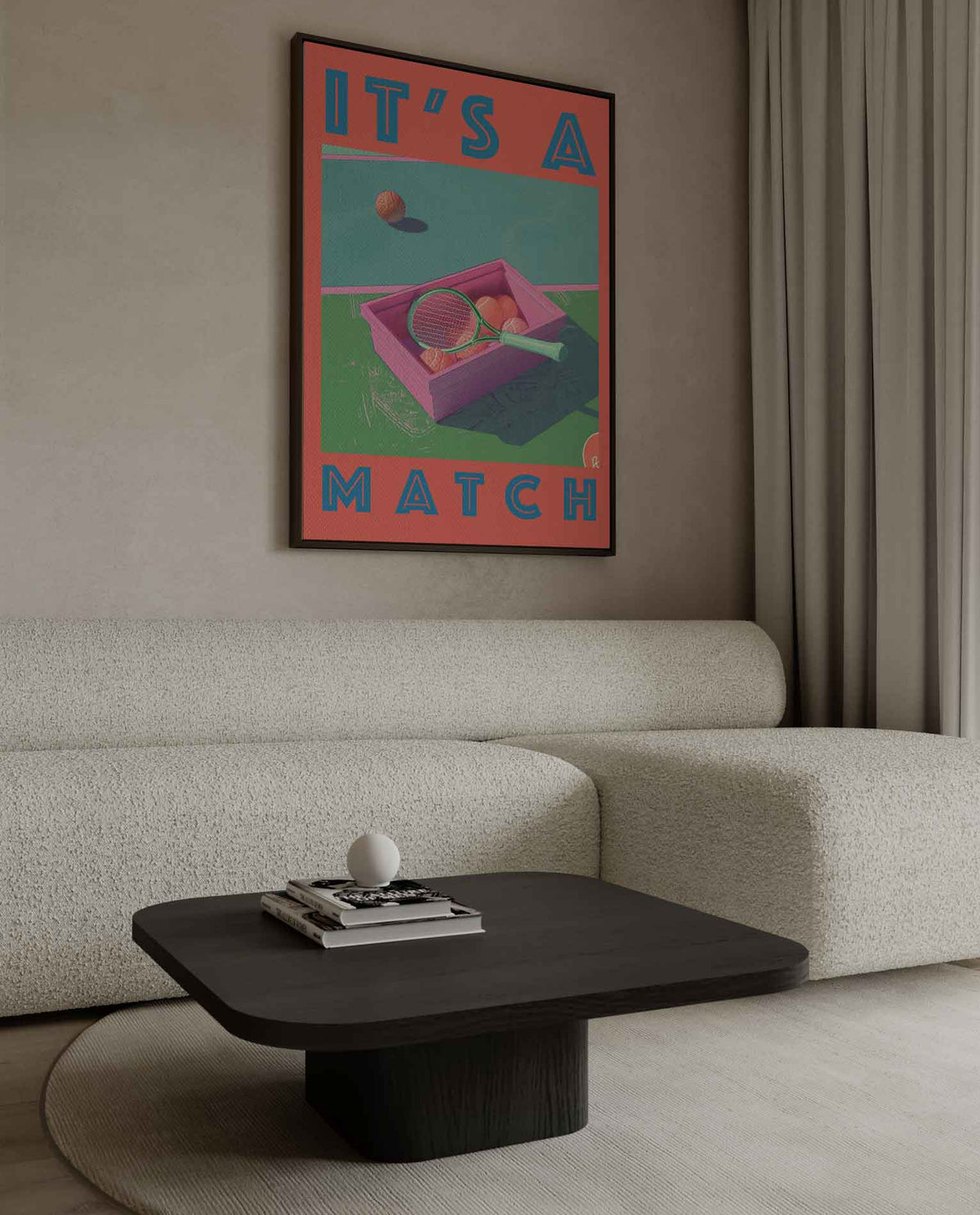 Speelse Tennisdisplay – plexiglas kunstwerk als wanddecoratie