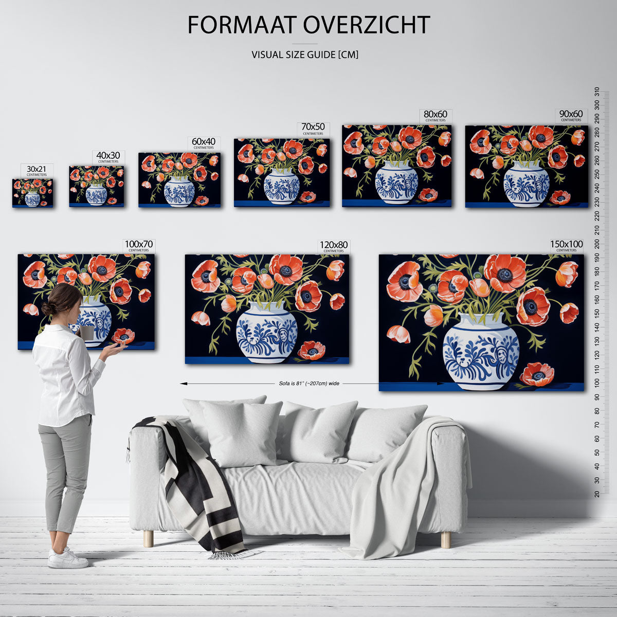 Bloemen in vaas – liggende muurposter met bloemen